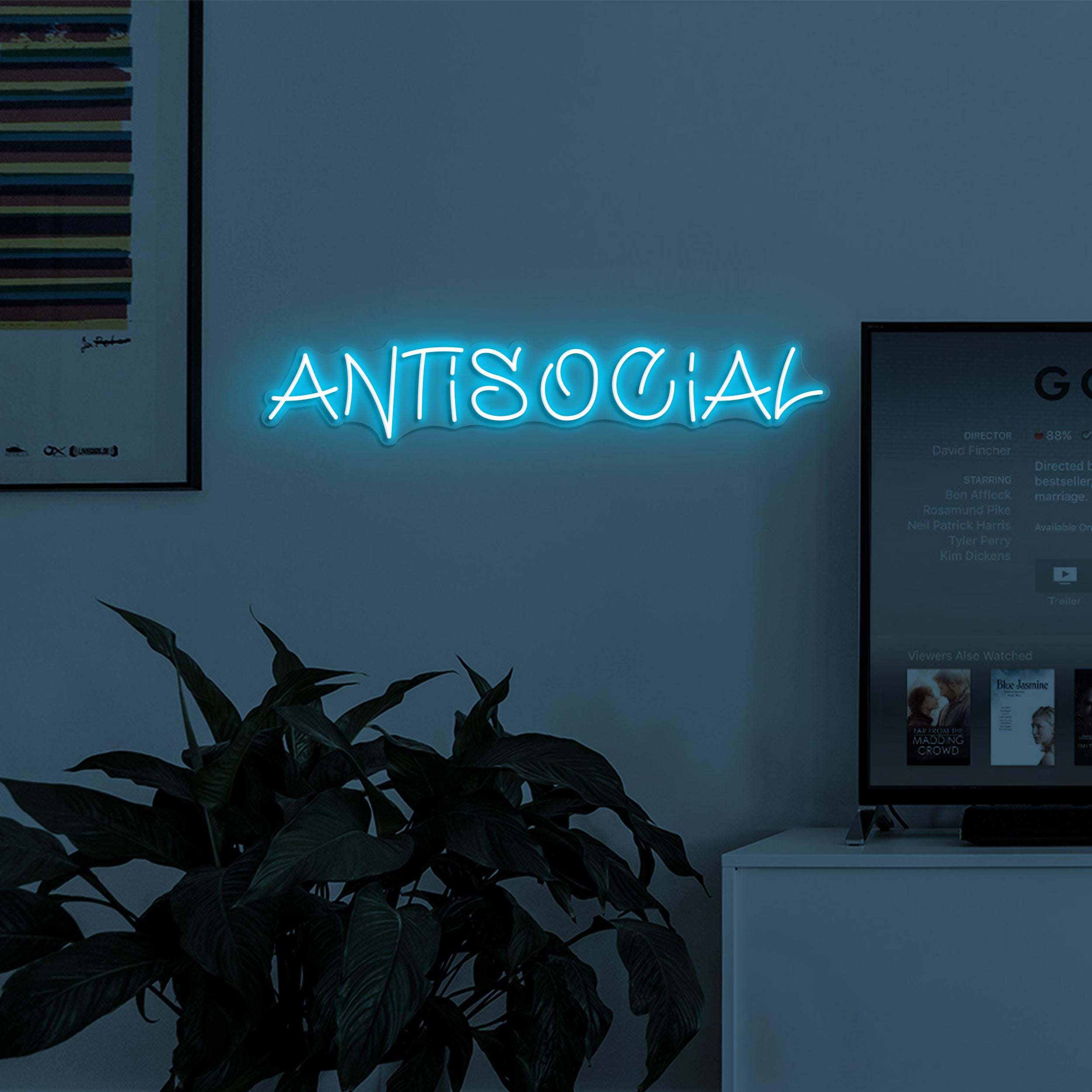 Antisocial Neon Sign, Antisocial LED Light, Game Room Wall Decor, Gym Neon Art, Personalized Neon Sign, Home Wall Decor, Introvert Wall Art