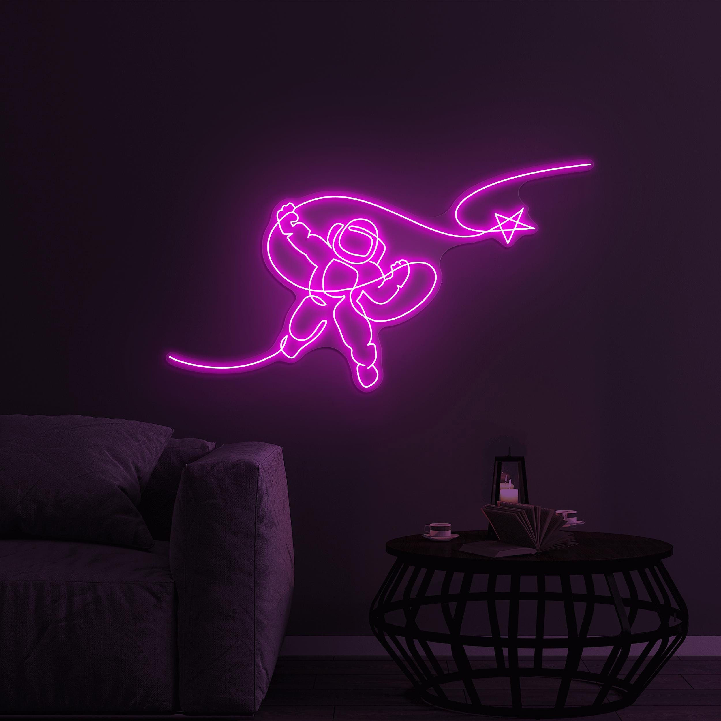 Astronaut Reaching Star Neon Sign, Astronaut Star LED Light, Astronaut Reaching Star LED Art, Home Wall Sign, Game Room Art, Astronaut Lover