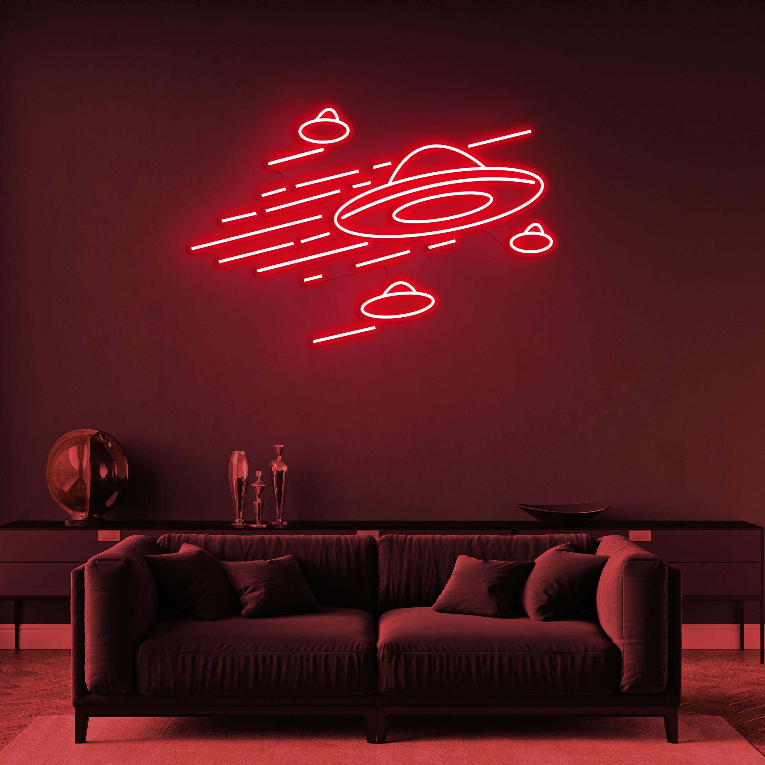UFO Neon Sign, UFO Led Light, Flying Saucer LED Neon Art, Home Wall Decor, Custom Neon Sign, Game and Kids Room Decor, Alien Abduction, Gift