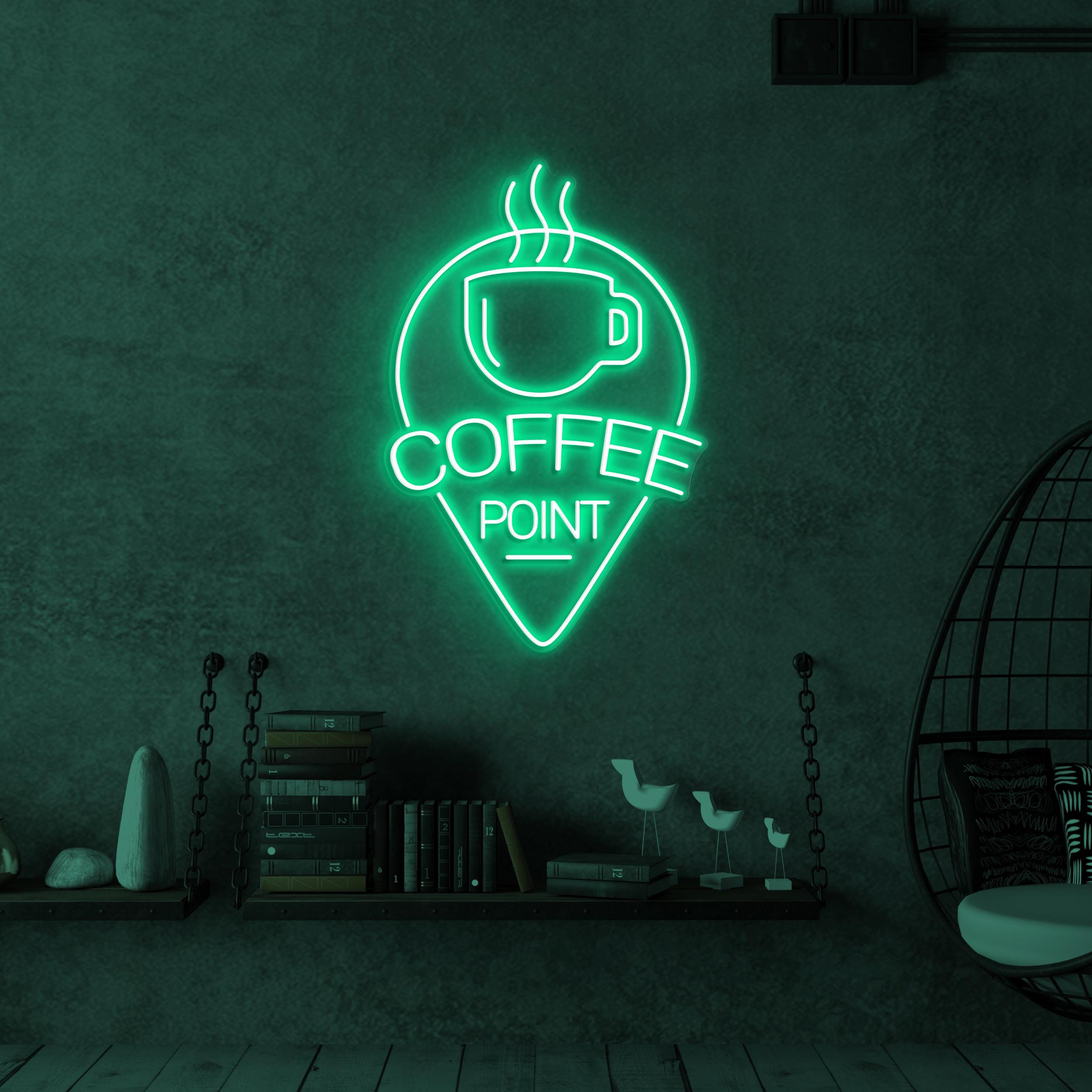 Coffee Point Neon Sign, Coffee Point LED Light, Coffee Cup Wall Decor, Flaming Coffee Cup Neon Sign, Coffee Logo Neon Art, Coffee Shop Decor