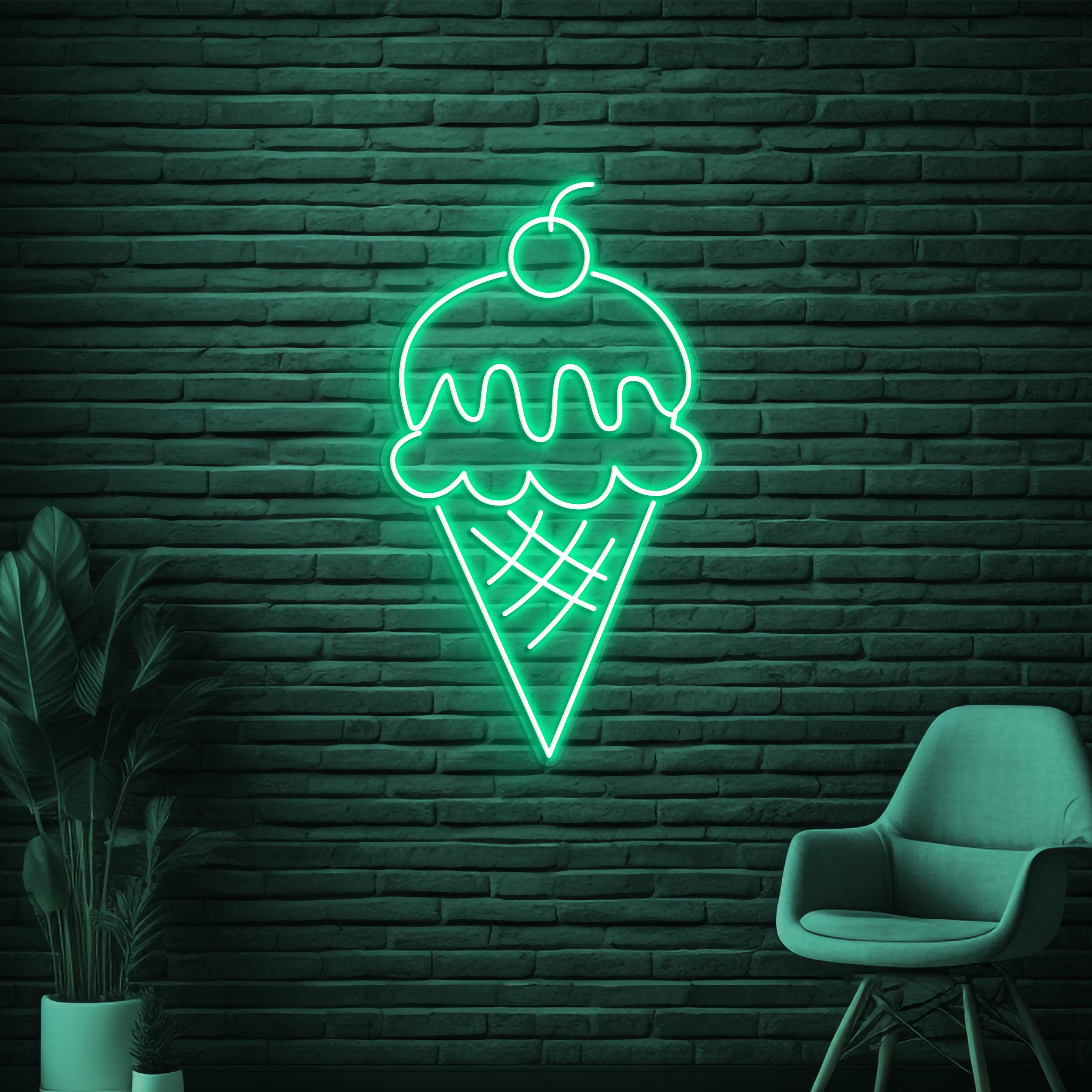 Cone Ice Cream Neon Sign, Cone Ice Cream LED Light, Ice Cream Shop Wall Art, Dessert Spot Wall Decor, Decor for Cafe, Bar, Sweet Shops decor