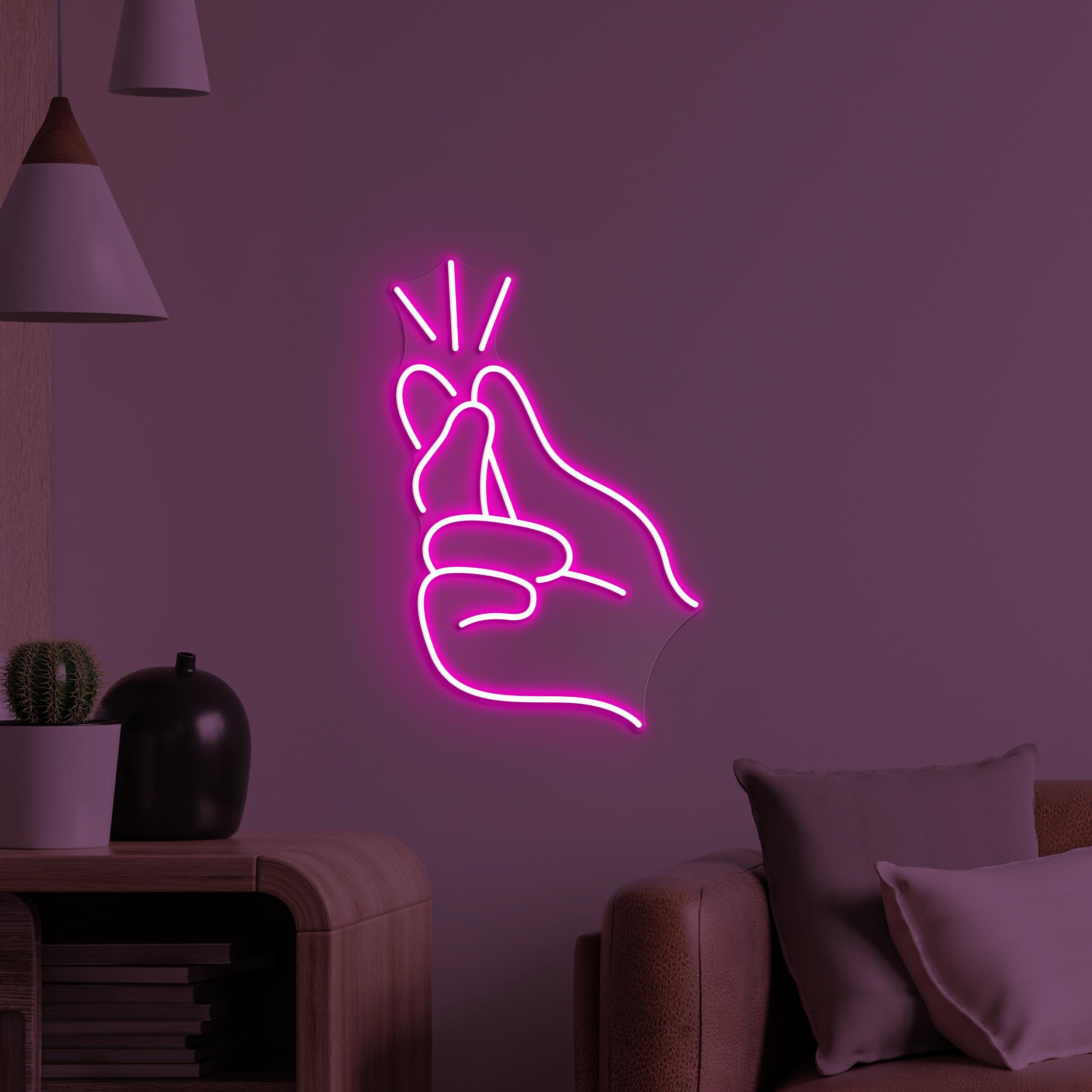 Finger Heart Neon Sign, Finger Heart LED Light, Korean Love Wall Decor, Wedding Party Wall Art, I Love You Neon Sign, Neon Gift for Couple