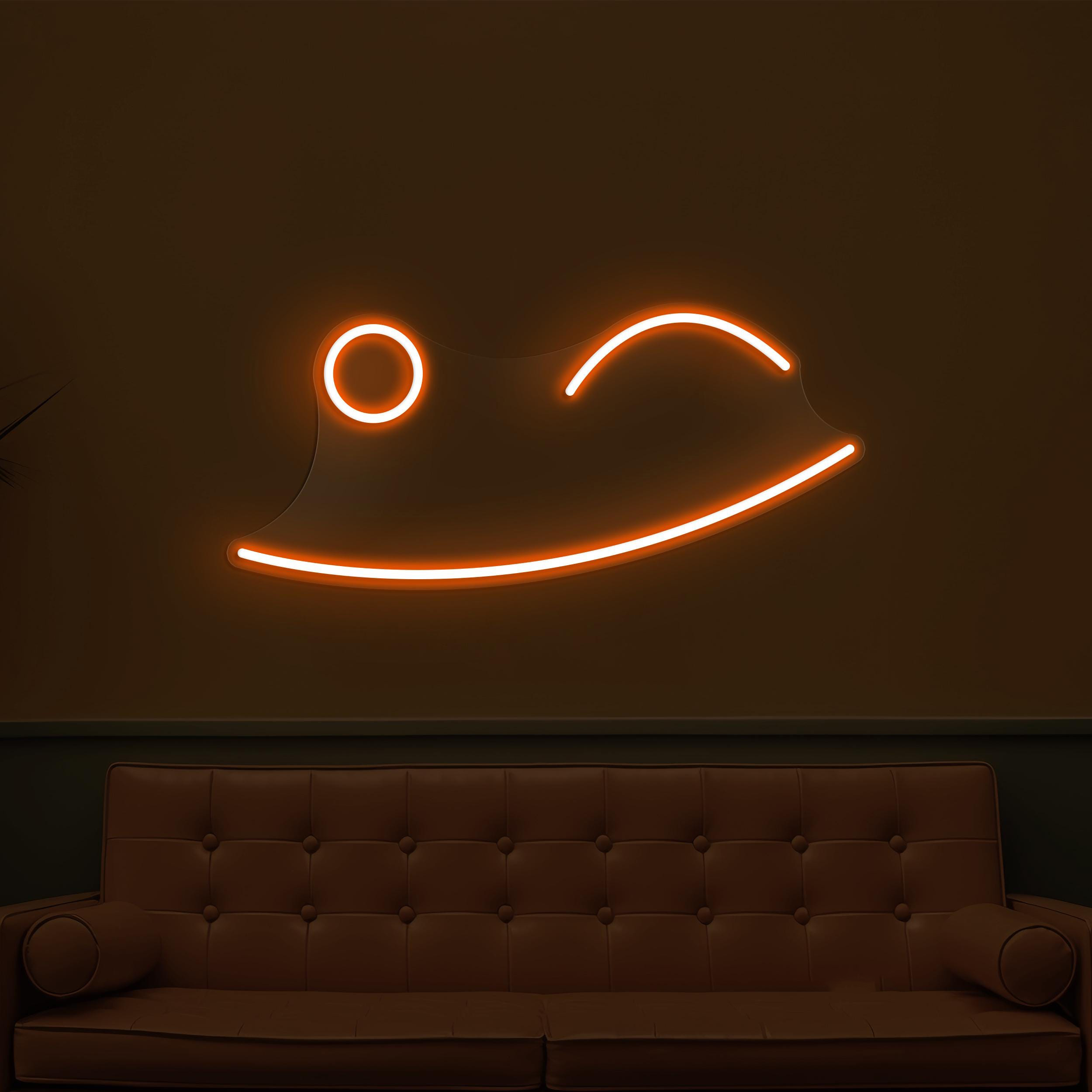 Wink Face Neon Sign, Wink Face LED Light, Winking Emoji Wall Decor, Playful Face Wall Art, Nursery Room Neon Light, Home, Cafe & Bar Decor