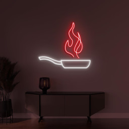 Frying Pan Neon Sign, Frying Pan LED Light, Kitchen Wall Decor, Chef's Wall Art, Cooking Neon Light, Restaurant Led Decor, Flames Pan Sign