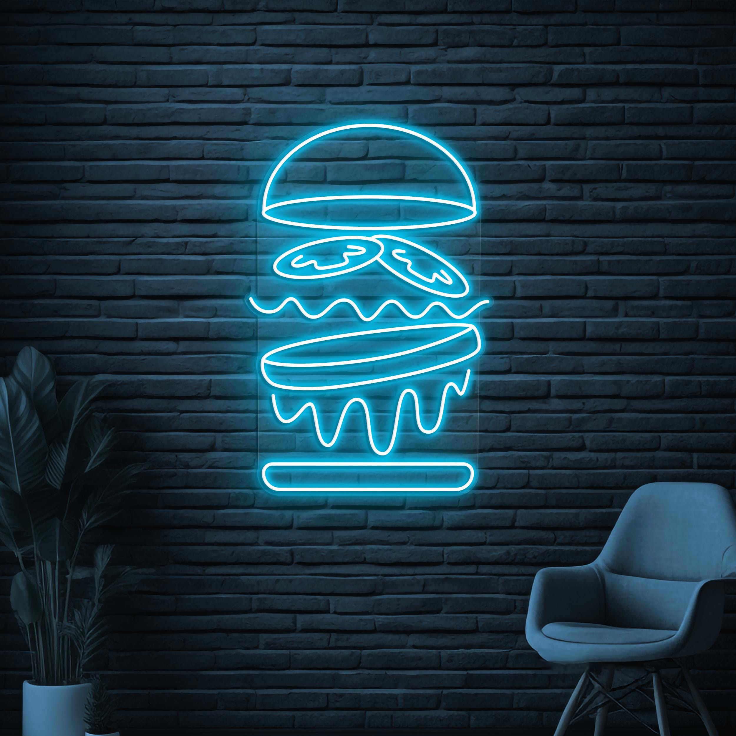 Burger Neon Sign, Burger LED Light, Restaurant Wall Decor, Fast Food Neon Light, Burger Lover Sign, Burger Shop Neon Art, Street Food Decor