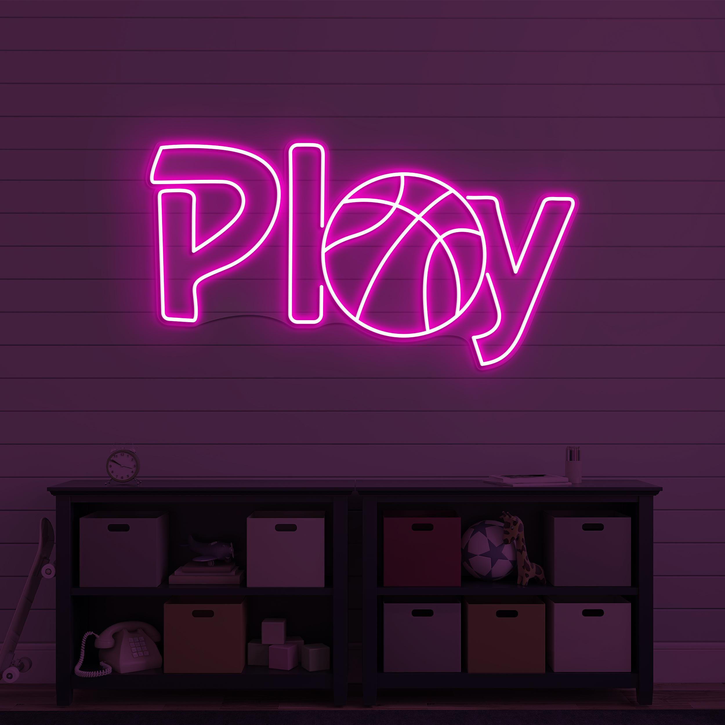 Play Neon Sign, Play LED Light, Basketball Play Wall Decor, Sports Shop Neon Wall Art, Basketball Club Neon Light, Game Room Led Neon Sign