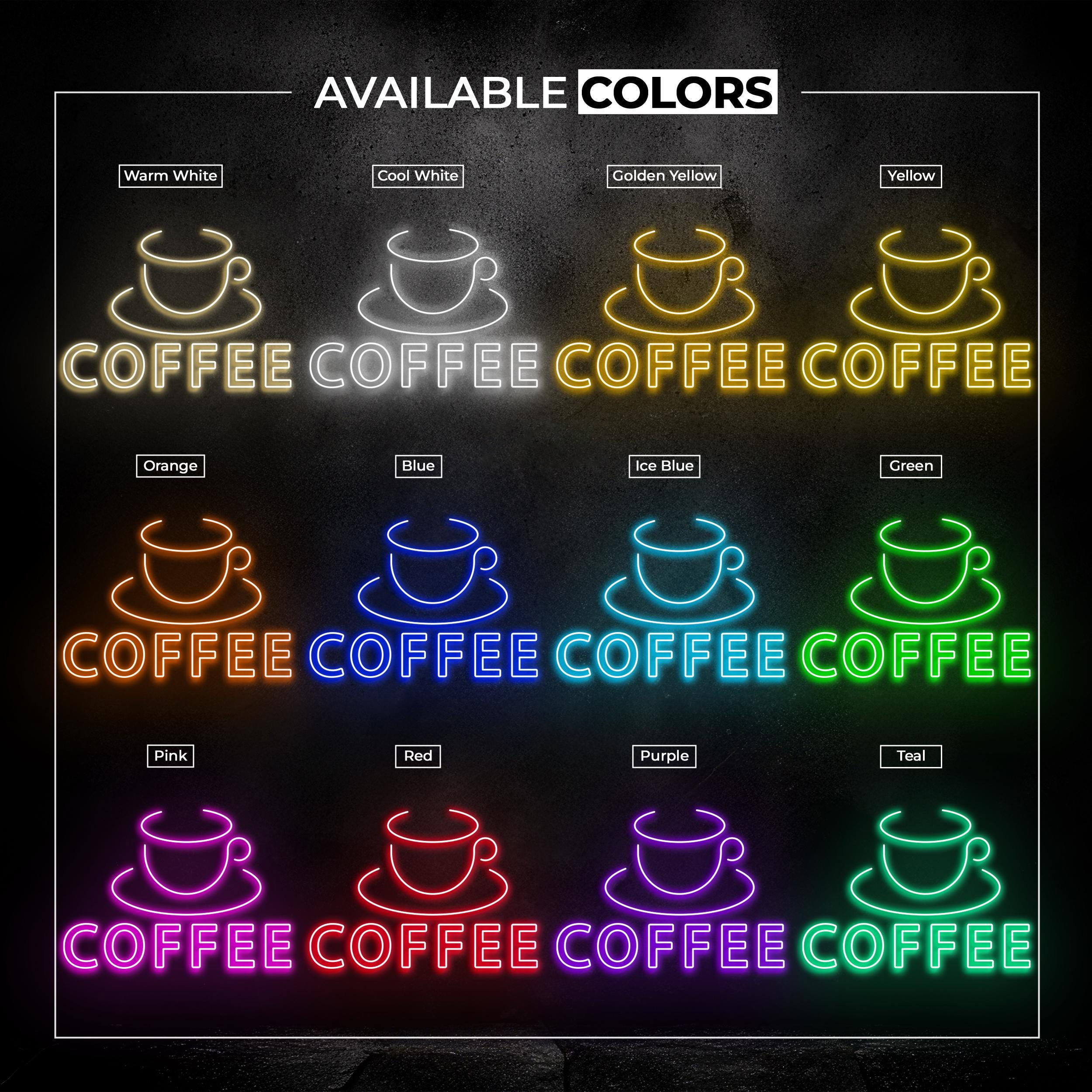 Coffee Neon Sign, Coffee Cup LED Light, Kitchen Wall Decor, Coffee Shop Neon Light, Cafe, Bar, & Restaurants Decor, Coffee Lover's Gift