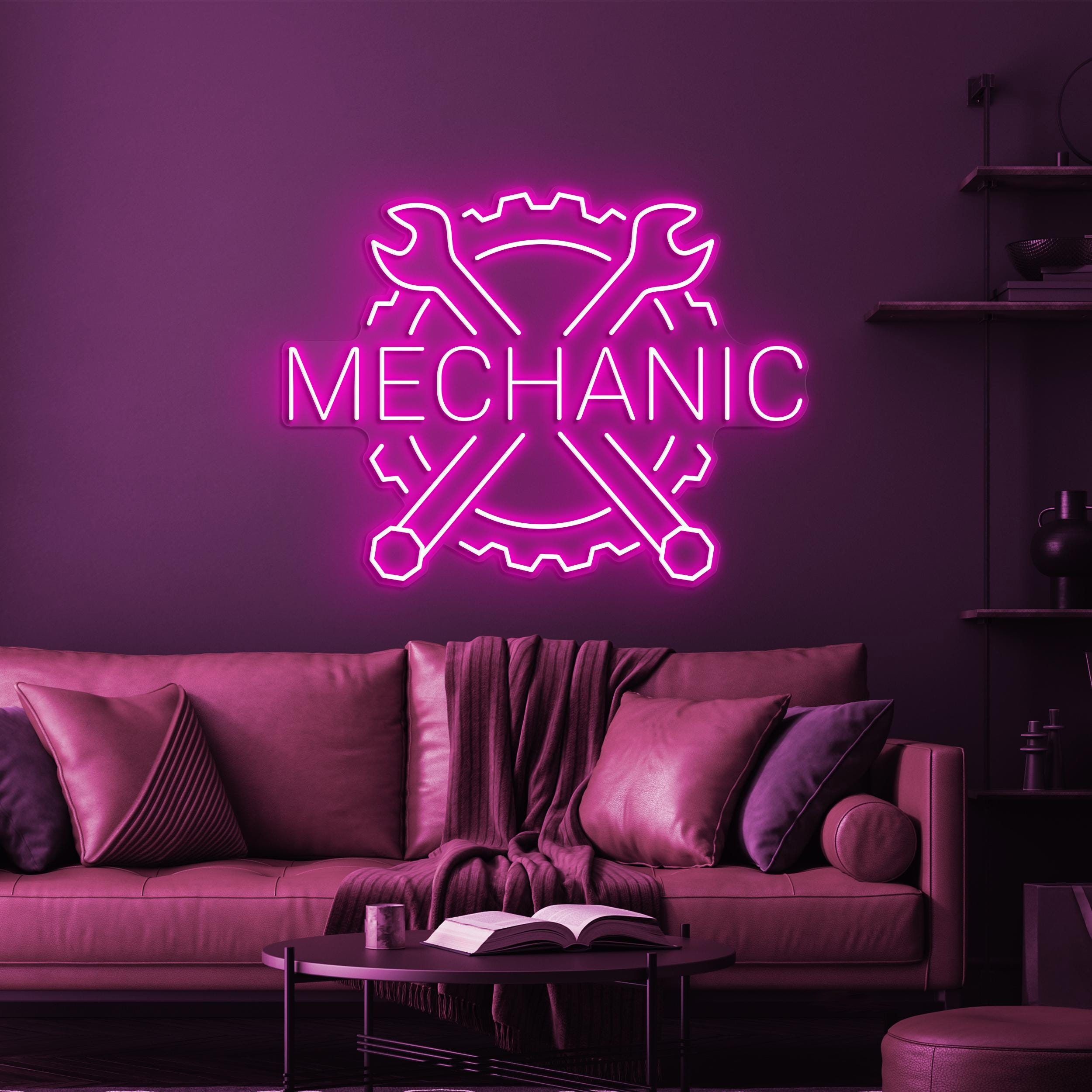 Mechanic Neon Sign, Mechanic LED Light, Garage Wall Decor, Work Shop Decor, Wrench Neon Sign, Car Repair Service Sign, Mechanic Tools Decor