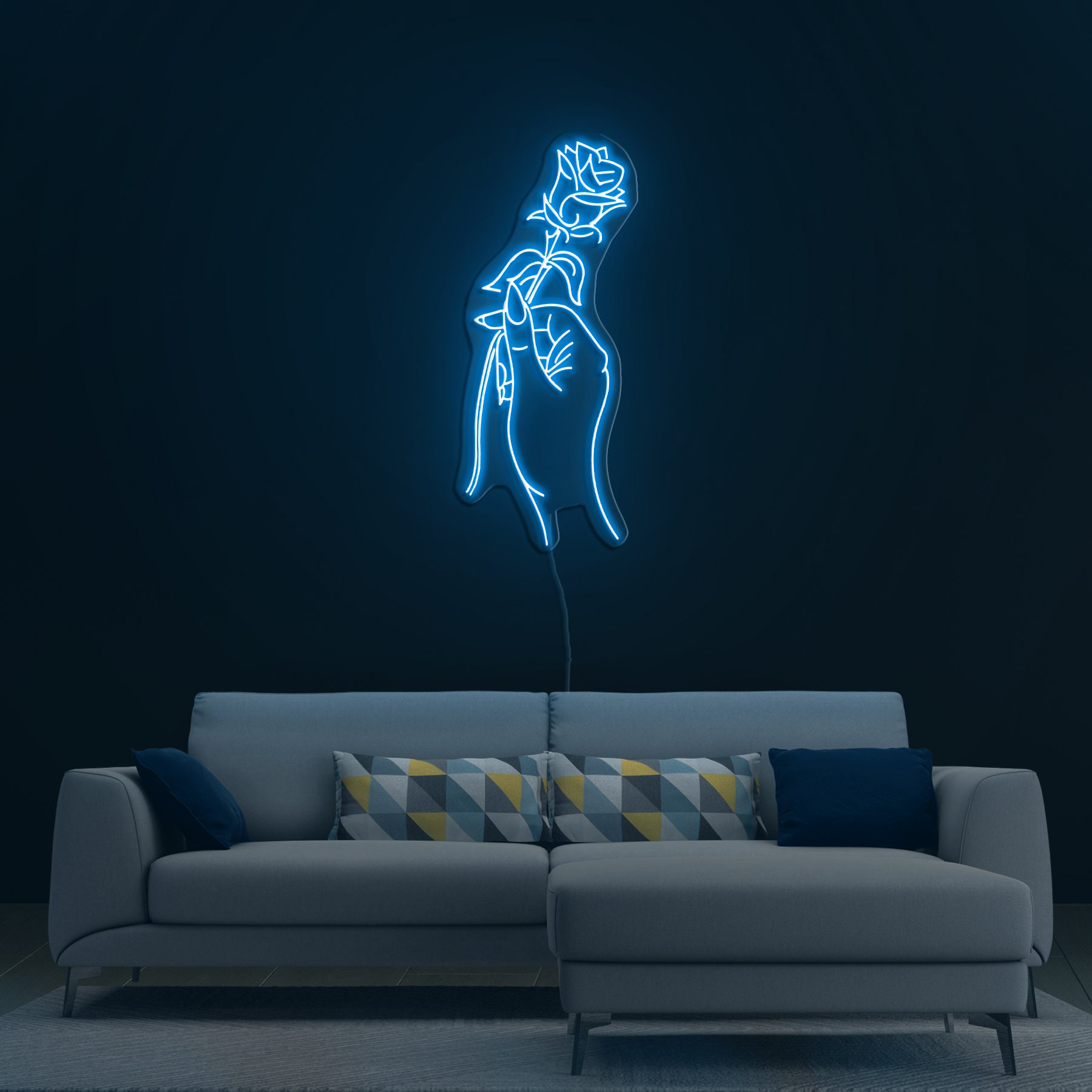 Hand of Love Neon Sign, LED Lights, Gift for Her, Bedroom Decor, Home and Bar Decor, Hand Holding Flower Neon Sign, Rose LED Neon,Wall Decor