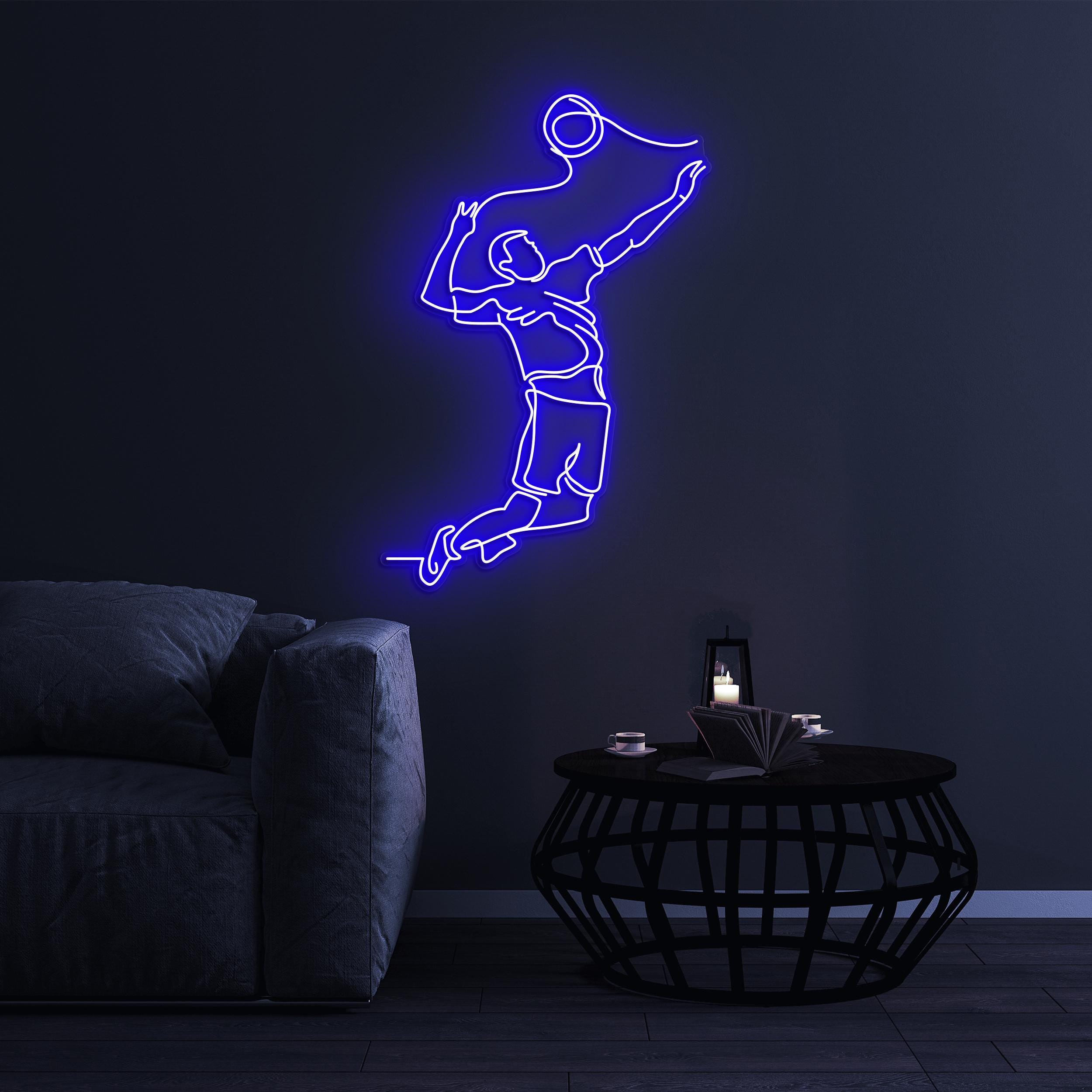 Jumping Player Neon Sign, Jumping Player LED Light, Sports Man LED Neon Art, Sports Club Wall Art, Gallery Wall Decor, Game Room Wall Art