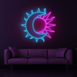 Moon and Sun Neon Sign, LED Night Light, Half Sun and Half Moon Art, Neon Wall Decor for Bedroom, Home, and Bar, LED Neon Light, Gift Idea