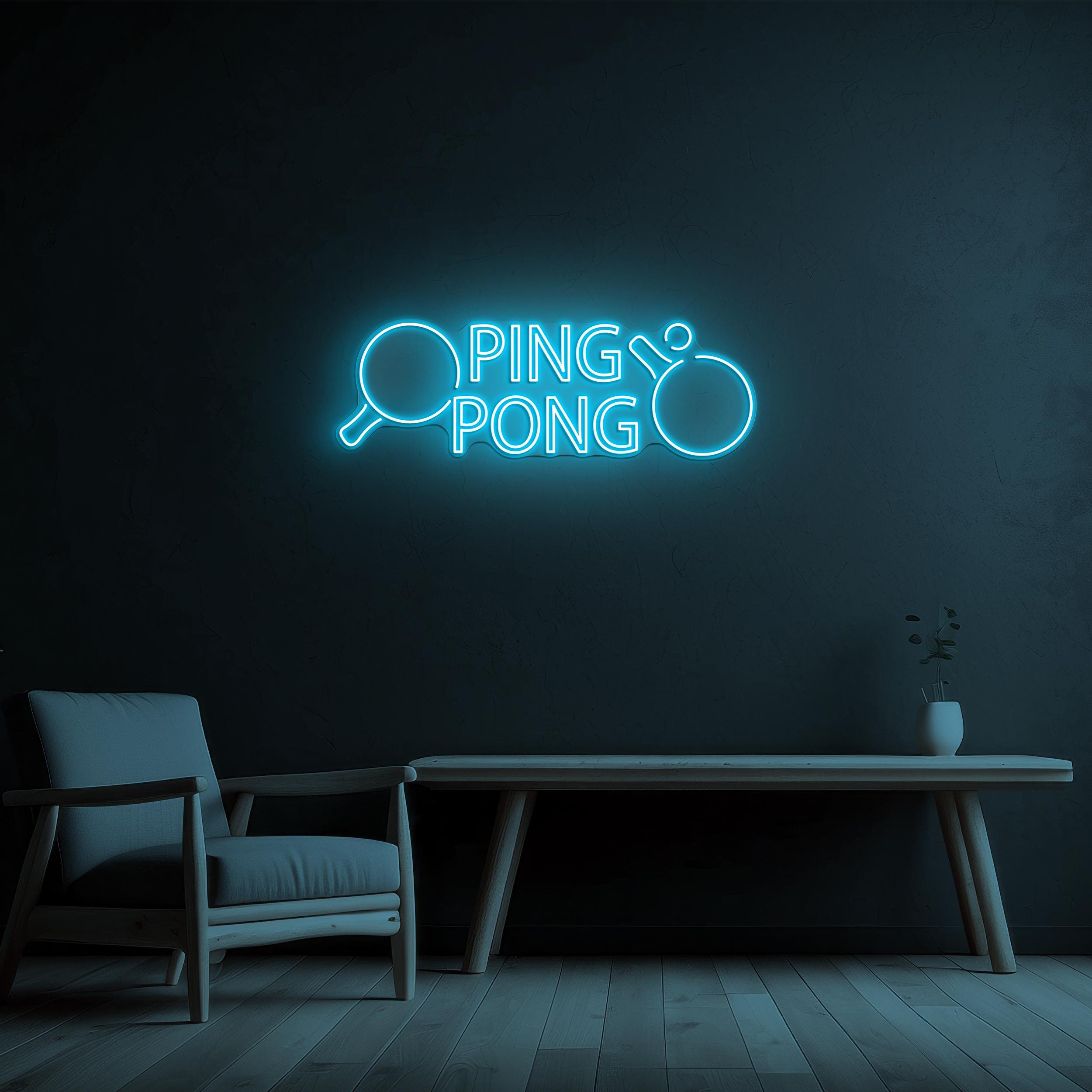 Ping Pong Neon Sign, Ping Pong LED Light, Ping Pong Paddle & Ball Wall Decor, Table Tennis Racket Art, Tennis Lover Gift, Gaming Club Sign