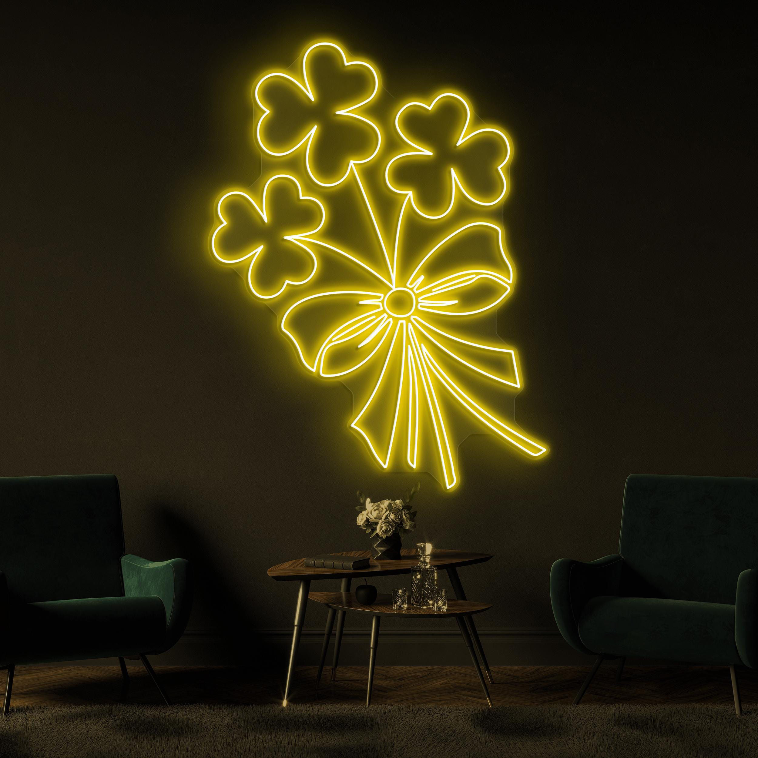 Shamrock Neon Sign, Shamrock LED Light, Clover Leaf Wall Art, Wedding Neon Light, Decor for Home, Party, Garden, Birthday, Gift For Couple