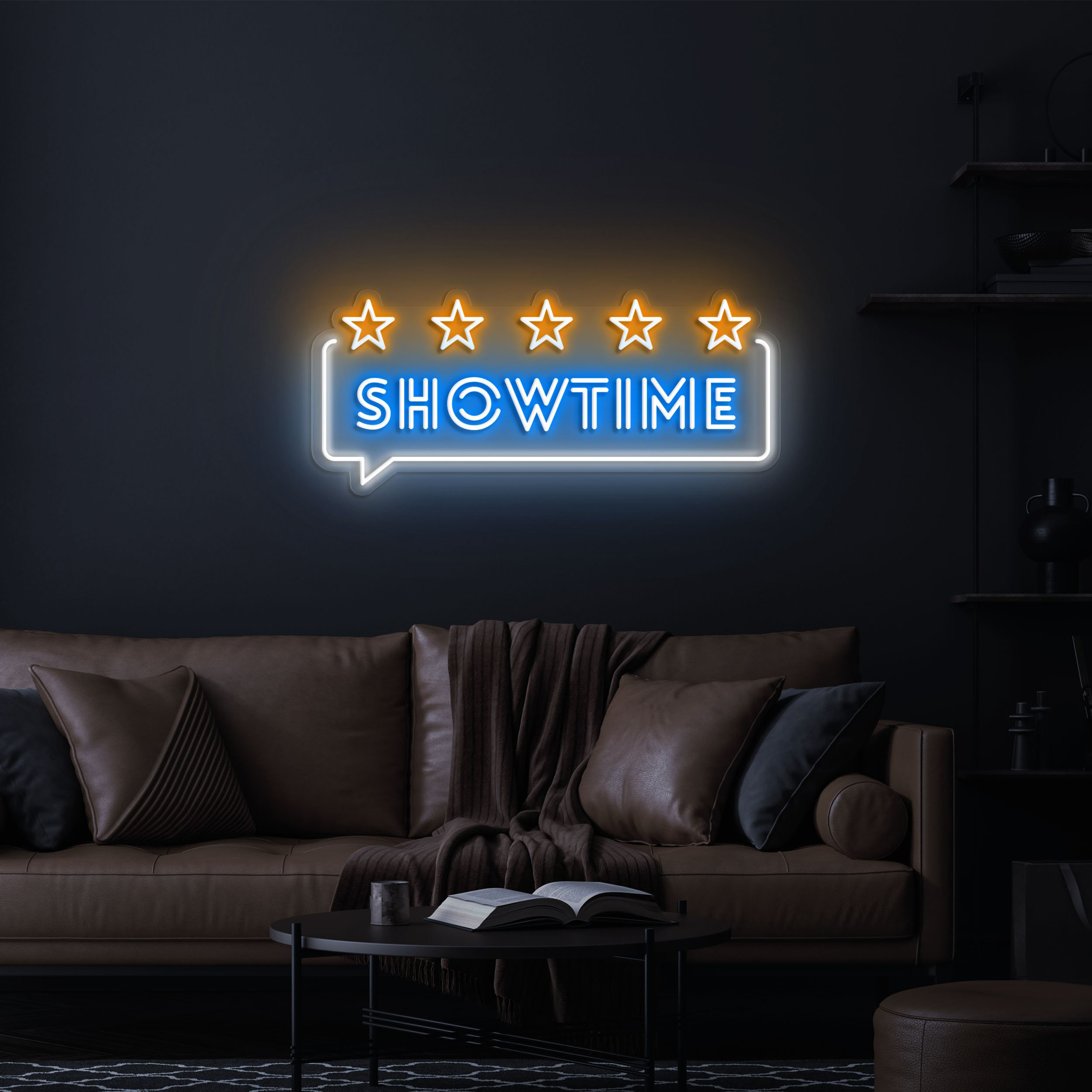 Showtime LED Neon Sign, Custom Neon Light, Lounge Decor Sign, Home Theaters, Studios, and Event Spaces,Eye-catching Wall Decor,LED Neon Sign