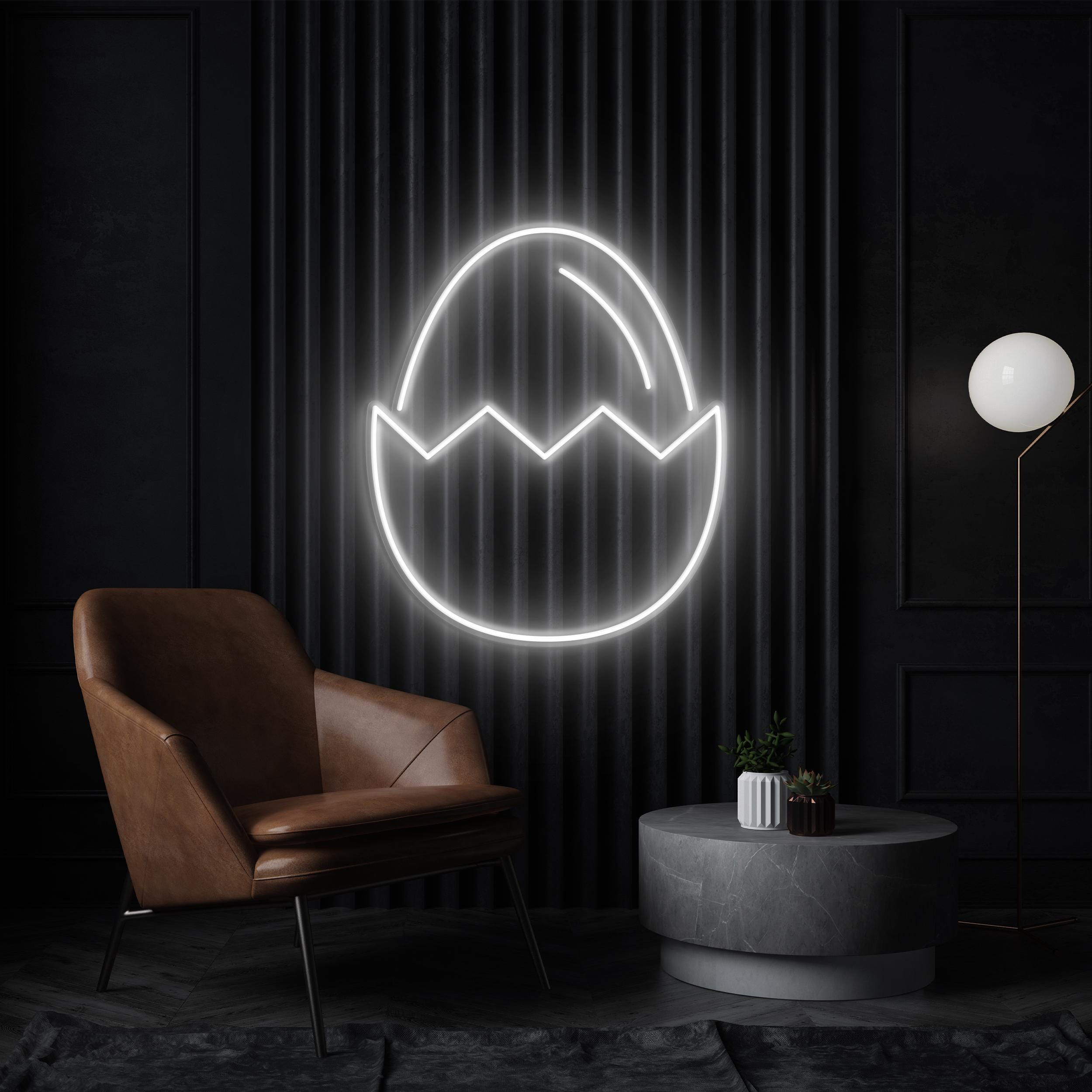 Egg Neon Sign, Egg LED Light, Cracked Egg LED Neon Art, Birds Shop Decor, Cafe Wall Decor, Kitchen Wall Decor, Egg Store Wall Decoration