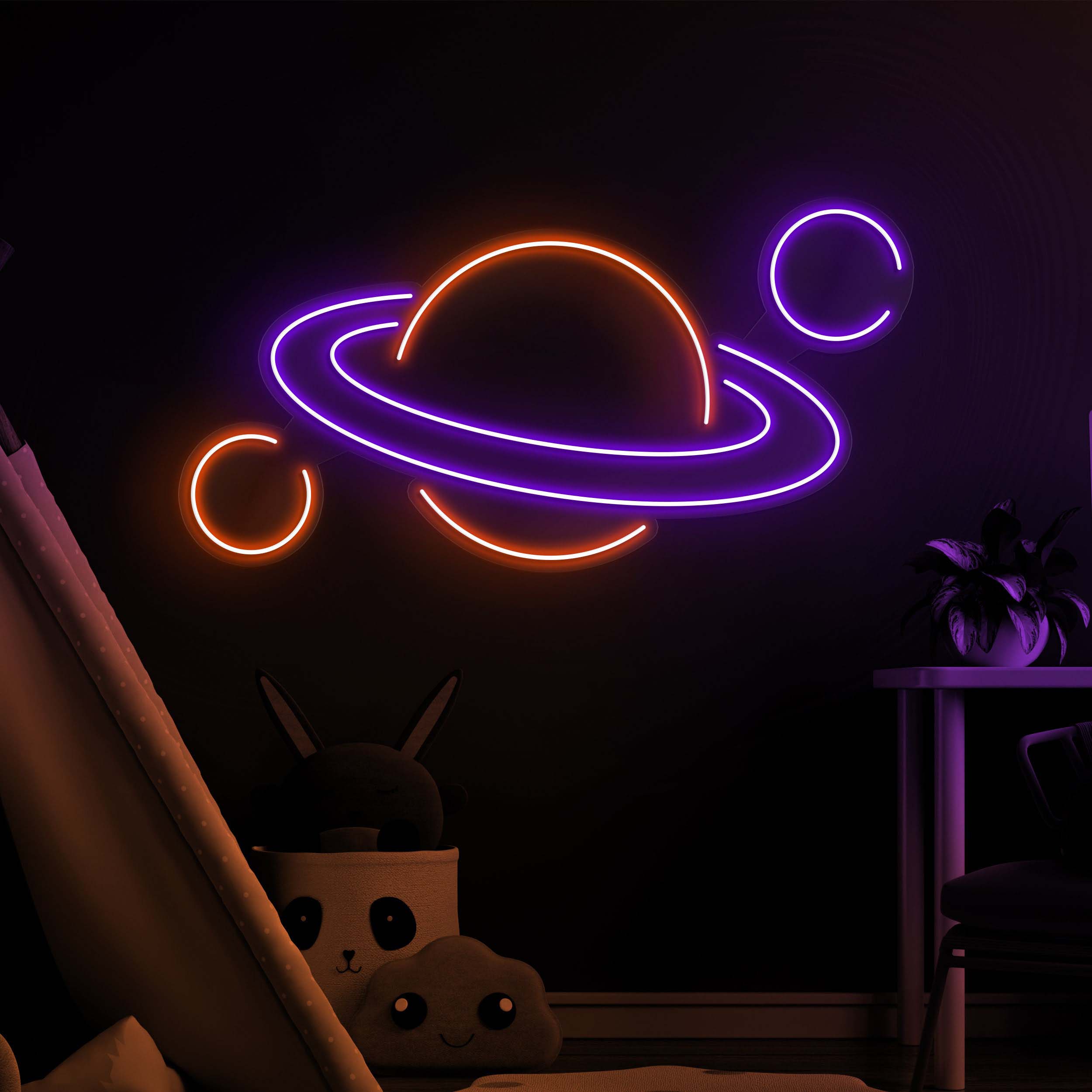 Saturn Planet Neon Sign, Planet Neon Light, Saturn LED Neon Sign, Sign for Kids' Room, Planet Room Decor, Birthday Gift, Nursery LED Light