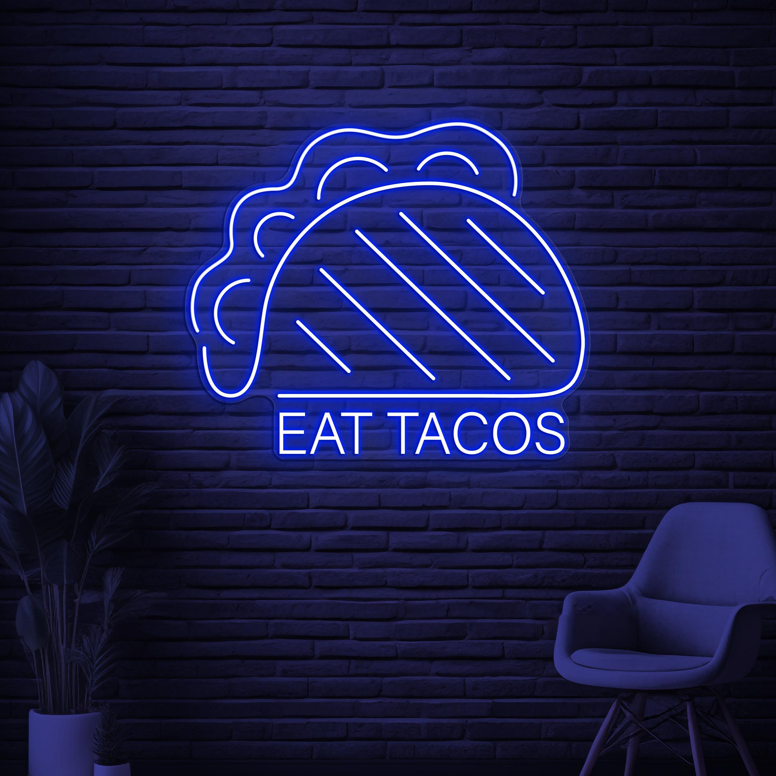 Eat Tacos Neon Sign, Eat Tacos LED Light, Tacos Sandwich Wall Art, Kitchen Wall Decor, Cafe Neon Art, Mexican Food Neon Art, Retro Taco Sign