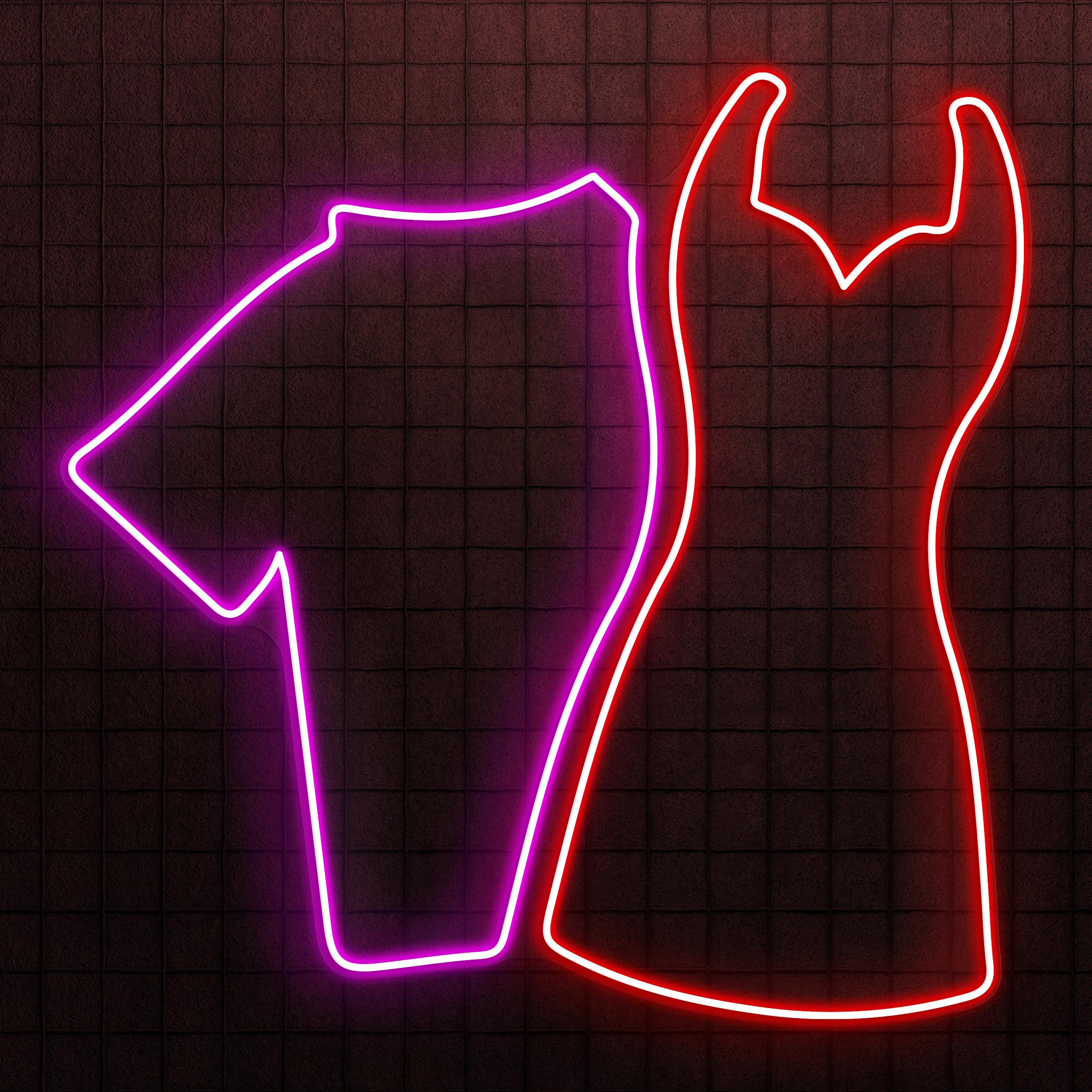 T-Shirt & Dress Neon Sign, T-Shirt and Dress LED Light, Clothing Wall Decor, Clothing Pair Art, Garment Shop Neon Light, Business Logo Sign