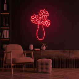 Flower Vase Neon Sign, Flower Bouquet LED Light, Flower Bouquet Neon Art, Decoration for Home, Party, Garden & Yard, Gift for Her and Him