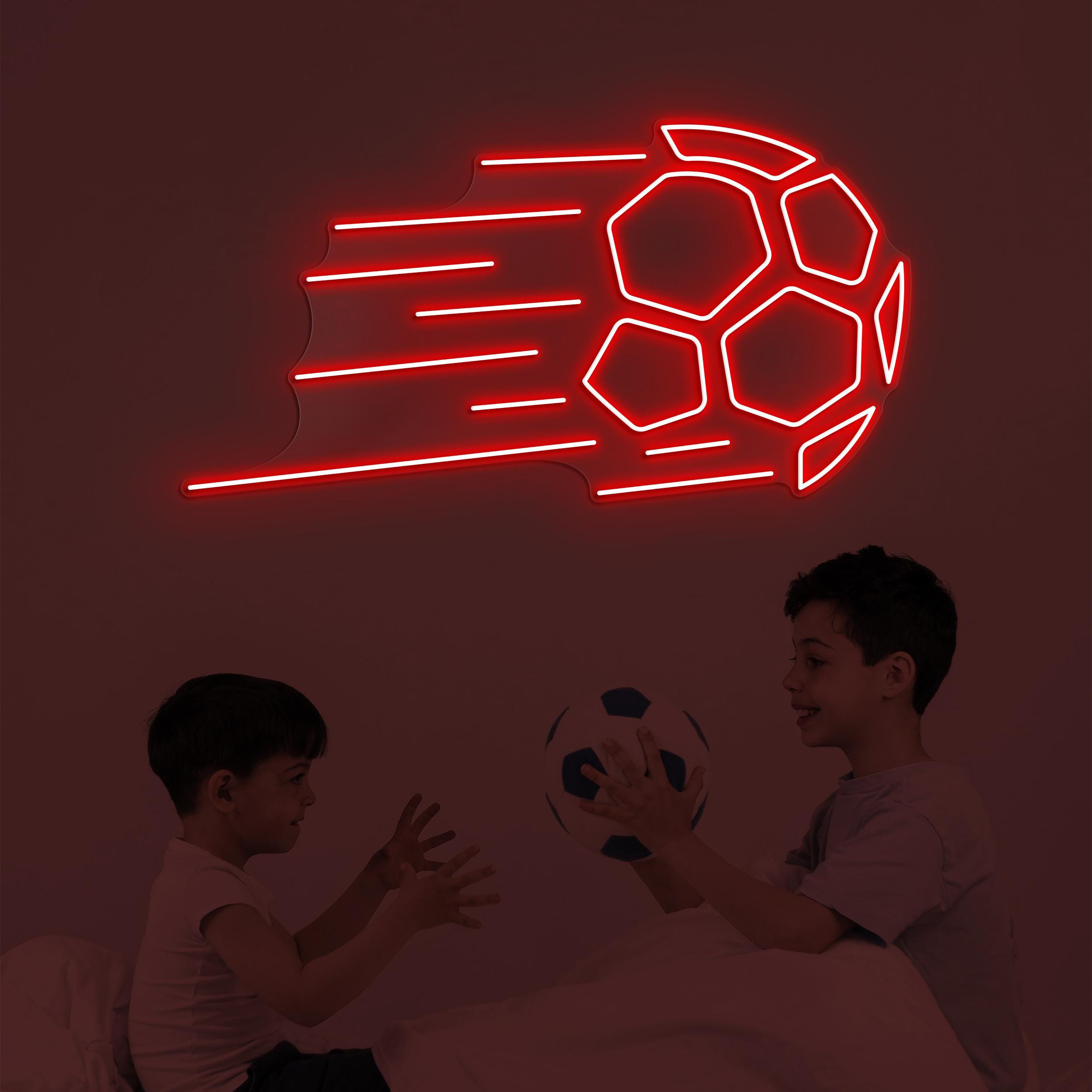 Soccer Ball Neon Sign, Soccer Ball LED Light, Flaming Soccer Ball Wall Art, Game Room Wall Decor, Fire Soccer Neon Light, Sports Shop Decor