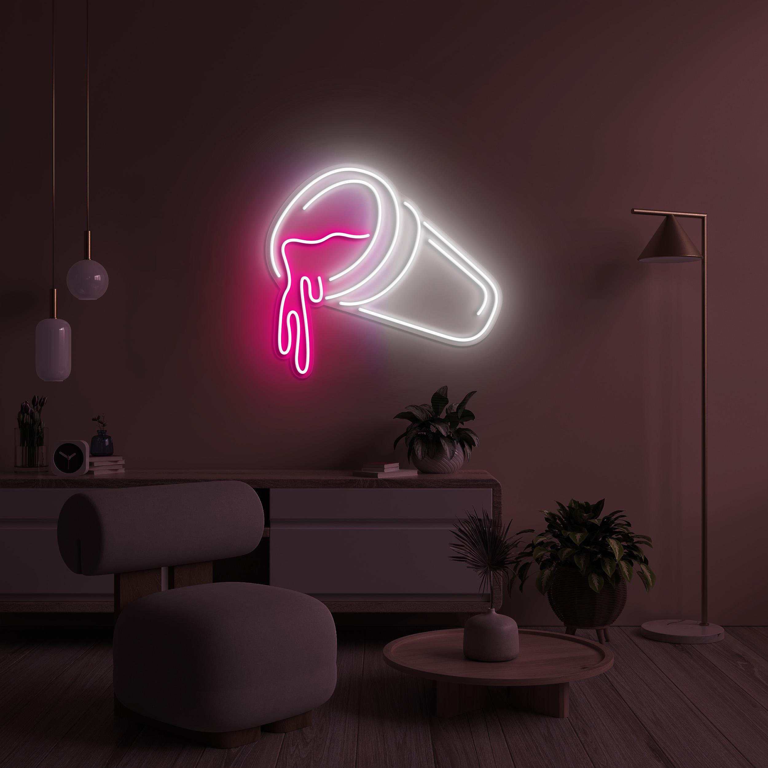 Spilled Drink Neon Sign, Spilled Juice Light, Cup Overflow LED Neon Art, Drink Cafe Wall Art, Home Wall Decor, Custom Sign, Game Room Decor