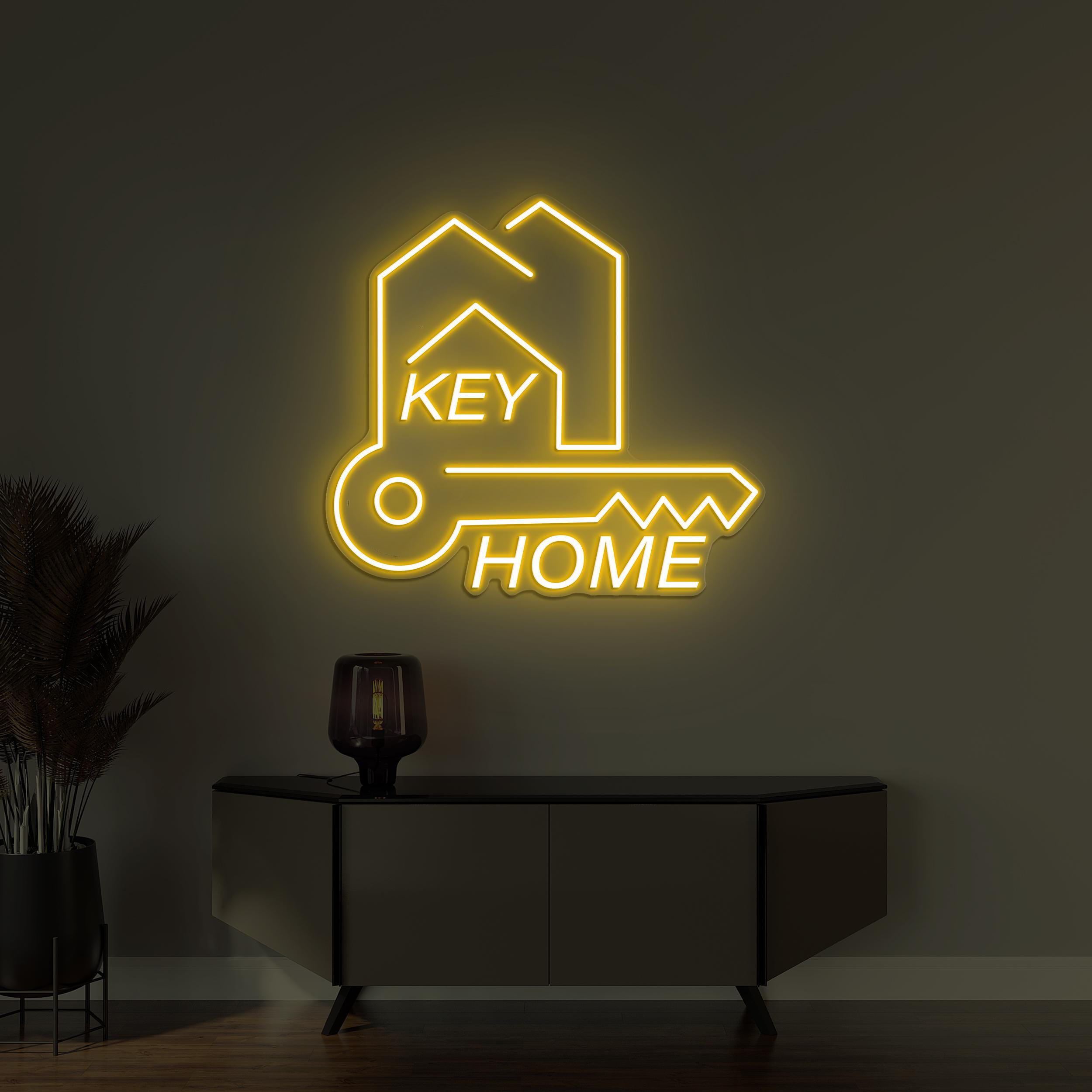 Home Key Neon Sign, Home Key LED Light, Key to Home Wall Decor, Sweet Home Neon Art, Custom Home Key Neon Sign, Property Office Wall Decor