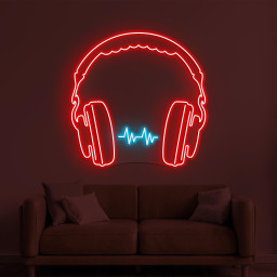 Headphones Neon Sign, Headphones LED Light, Music Room Wall Decor, Music Love Wall Art, Music Studio Decor, Headphones with Beat Art Sign