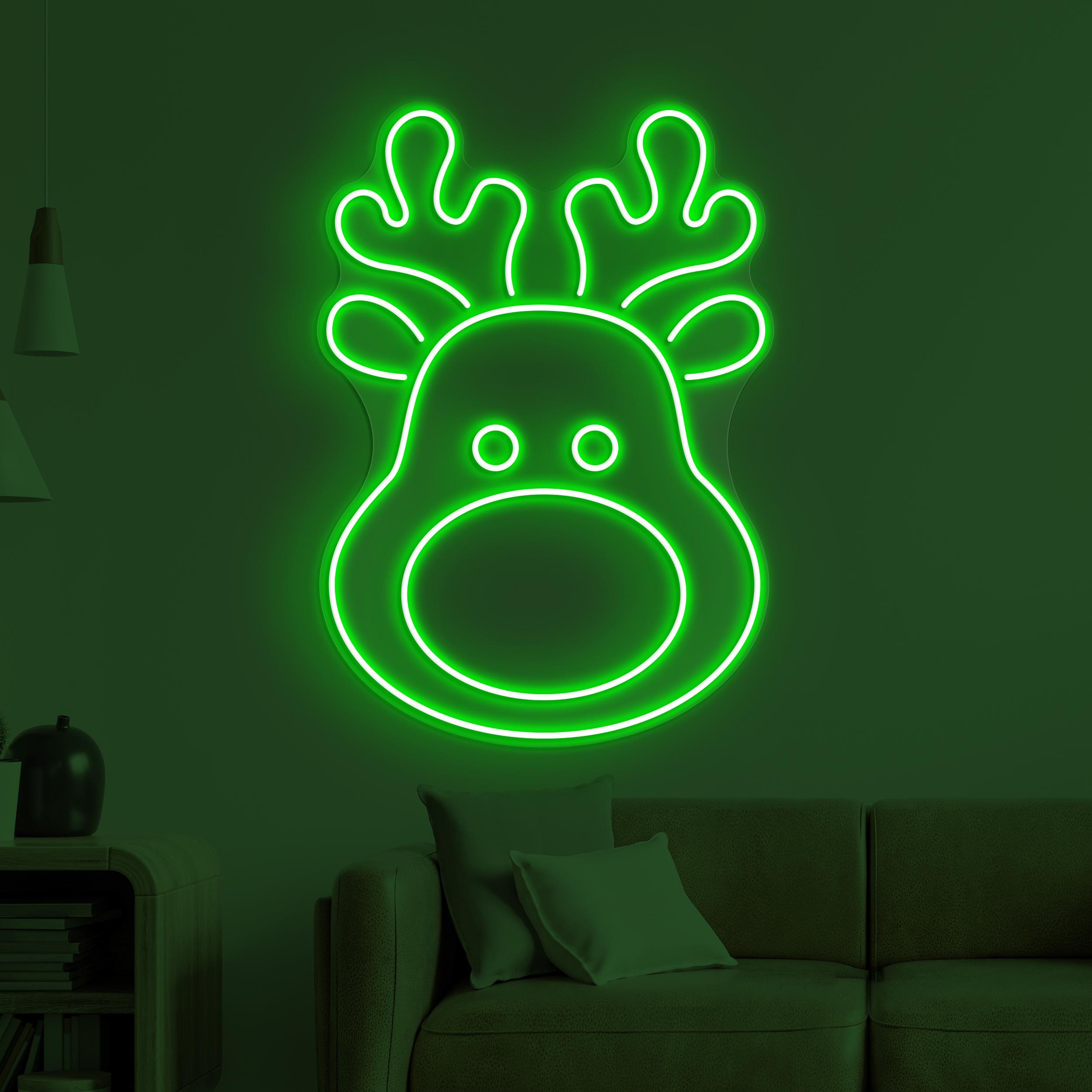 Reindeer Neon Sign, Reindeer LED Light, Deer Head Wall Decor, Animal Shop Wall Art, Christmas Home Decor, Zoo Neon Light, Party Wall Art
