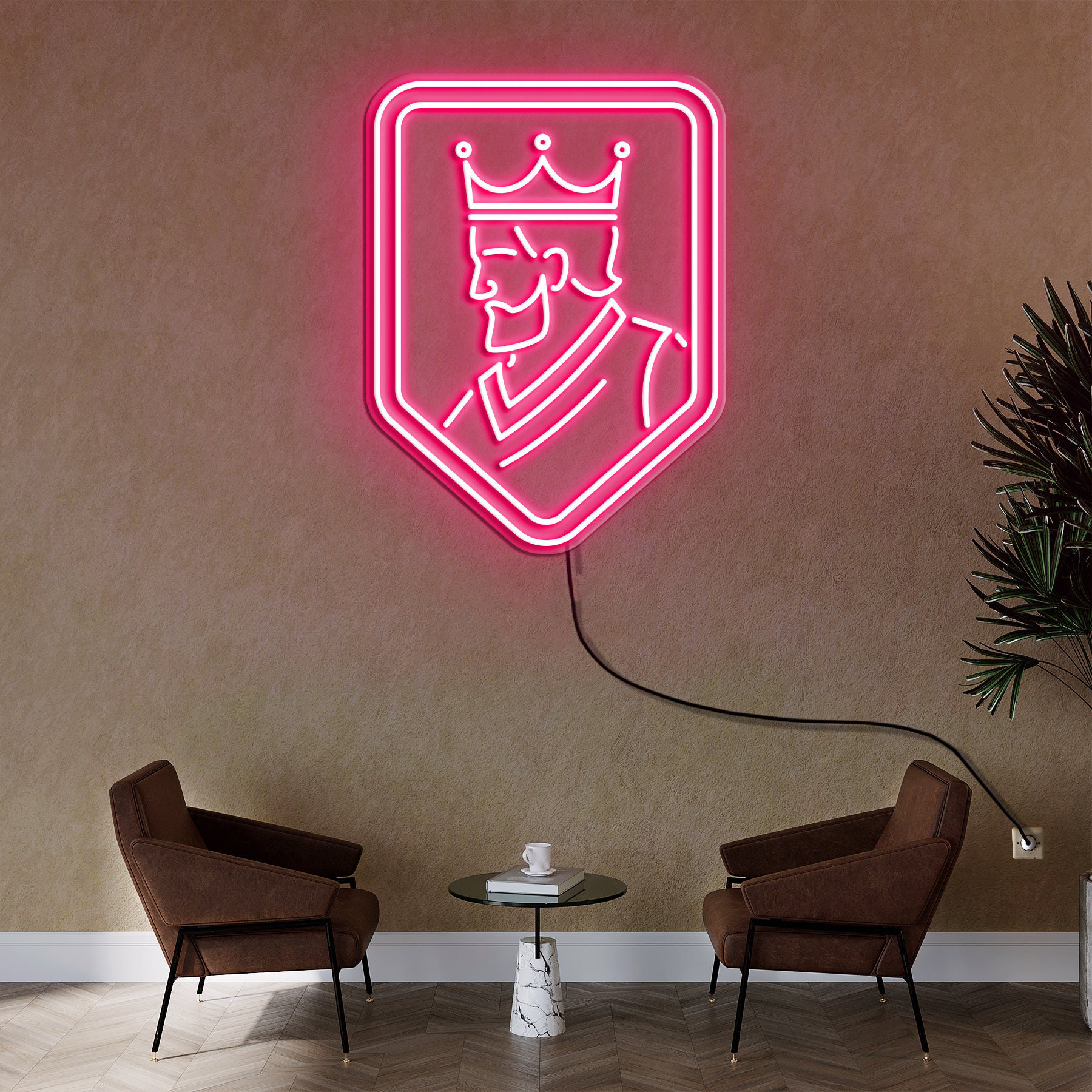 King Shield Neon Sign, Knightly Neon Art, Wall Decor, Room Decor, LED Wall Decor for Game Rooms and Man Caves, Wall Art for Home or Office