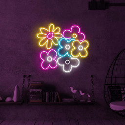 Flowers Neon Sign, Flowers LED Light, Floral Flowers Wall Decor, Girls Room Decor, Wedding Wall Art, Decor for Home, Party, Garden & Yard
