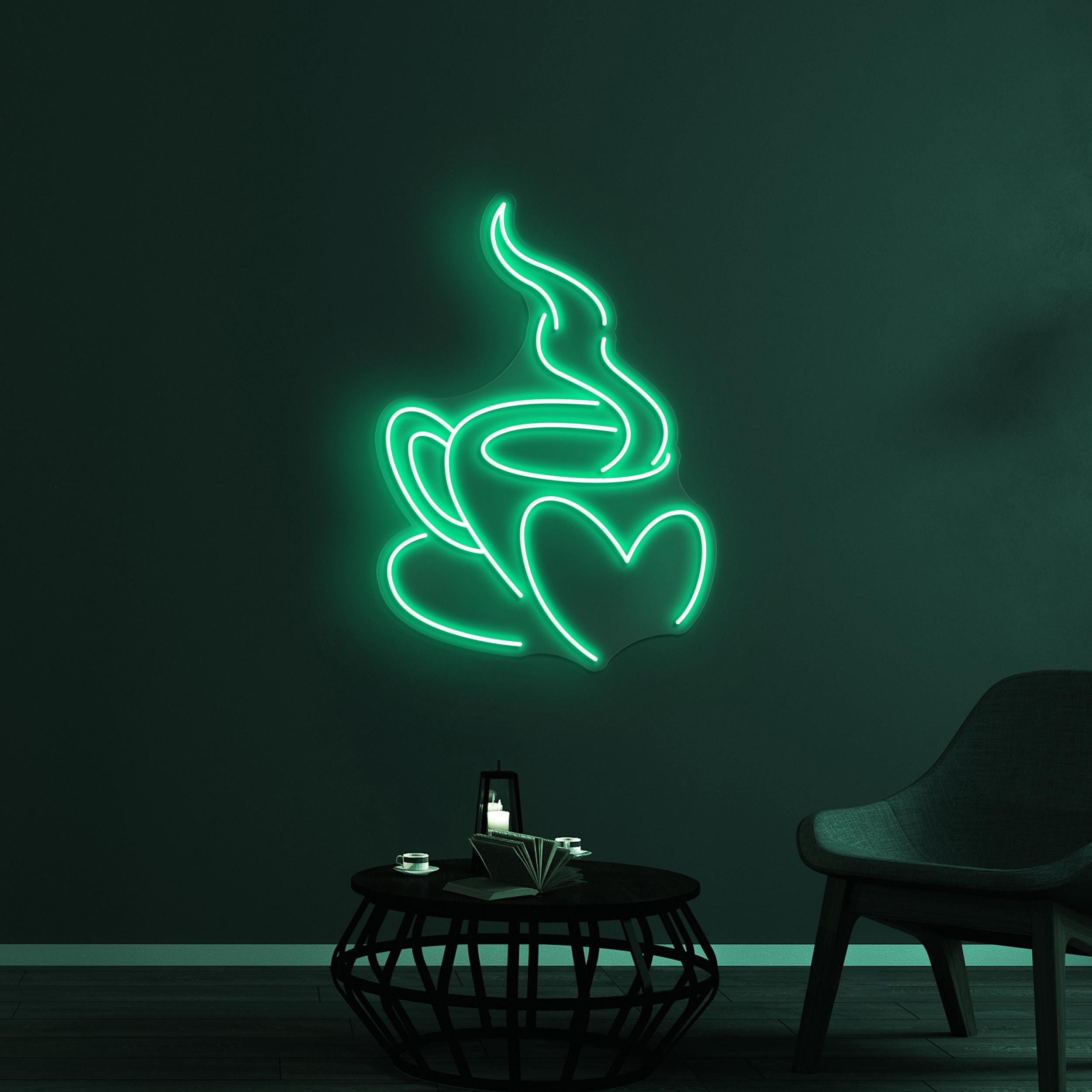 Coffee Love Neon Sign, Coffee Love LED Light, Coffee Cup With Heart Wall Decor, Heart Neon Sign, Coffee Shop Neon Light, Cafe Bar Led Sign