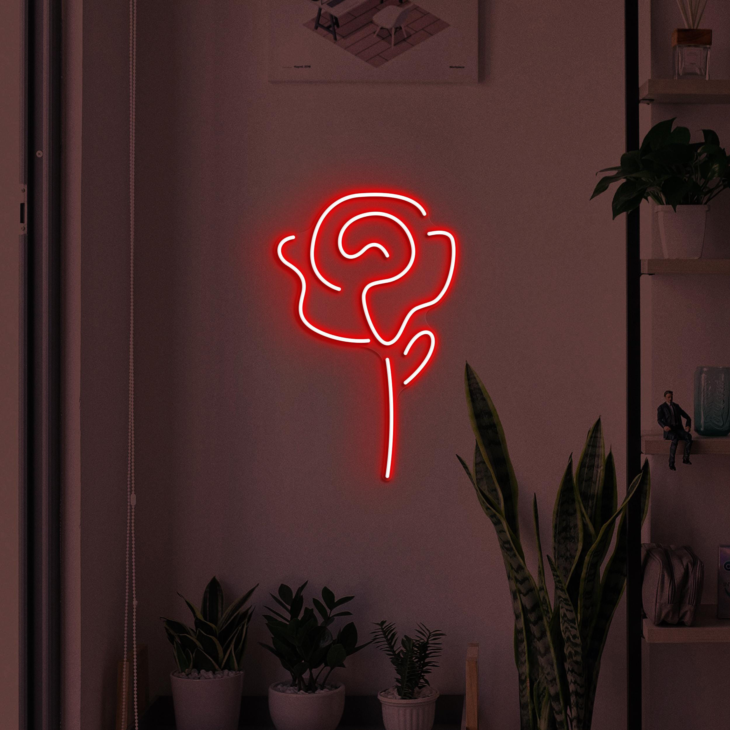 Rose Neon Sign, Rose LED Light, Home Wall Art, Flower Shop Wall Decor, Romantic Rose Neon Light, Gift for Couple Room, Love Wall Light