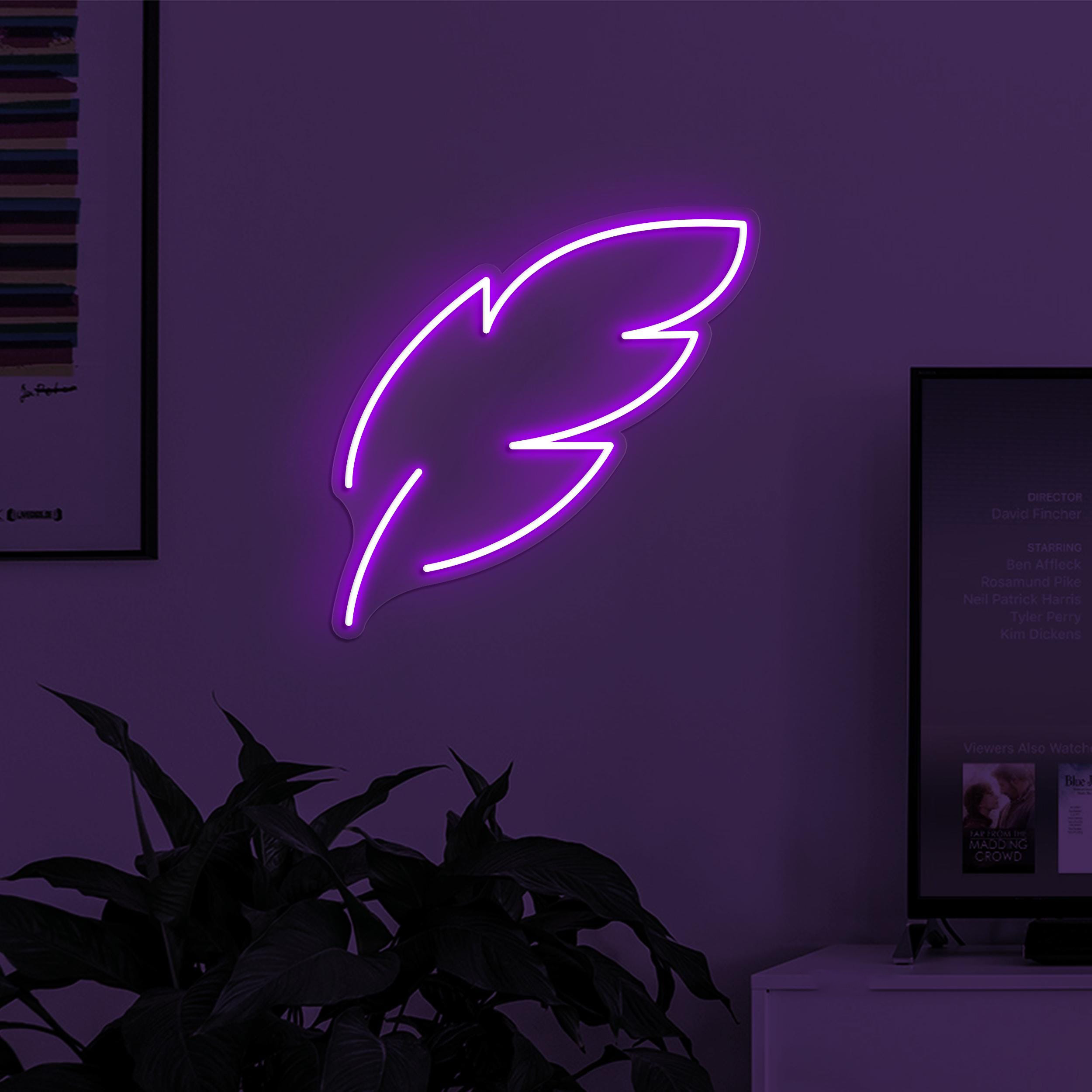 Feather Neon Sign, Feather LED Light, Home Wall Decor, Leaf Wall Art, Nature Neon Sign, Bedroom Neon Light, Minimalist Neon Art, Custom Sign