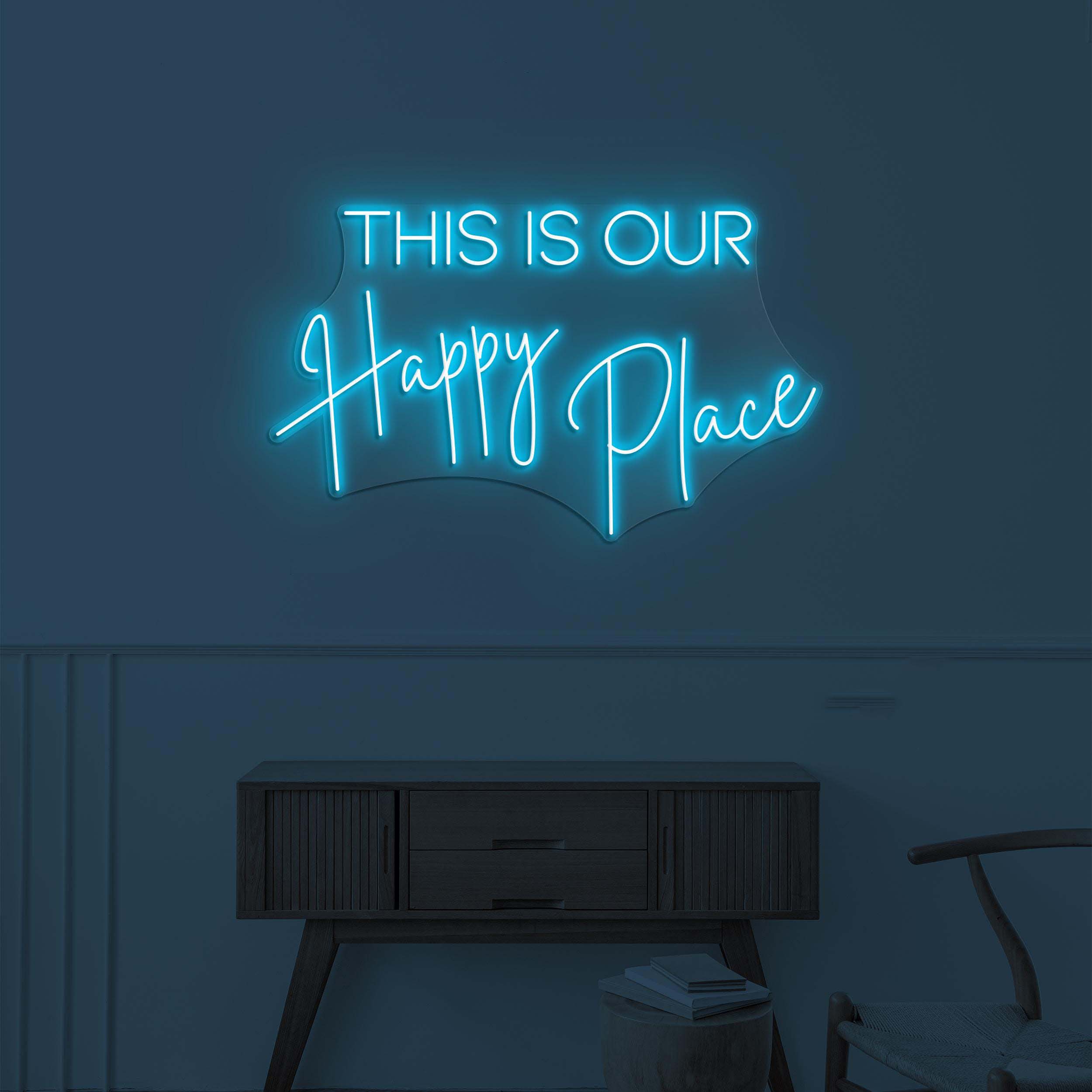 This is Our Happy Place Neon Sign, This is Our Happy Place LED Light, Positive Vibes Art, Home Room Decor, Cozy Corner Sign, Good Energy Art