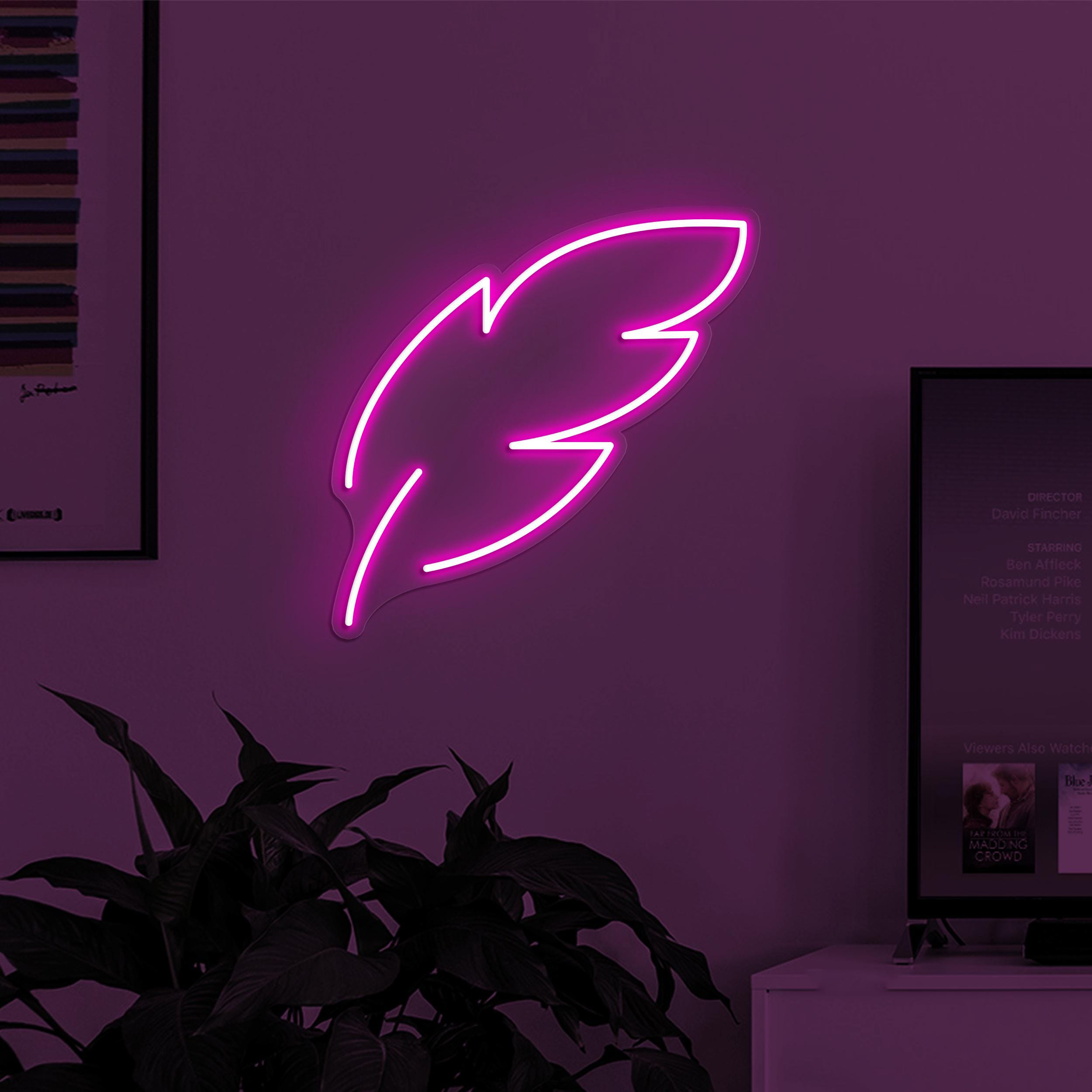 Feather Neon Sign, Feather LED Light, Home Wall Decor, Leaf Wall Art, Nature Neon Sign, Bedroom Neon Light, Minimalist Neon Art, Custom Sign