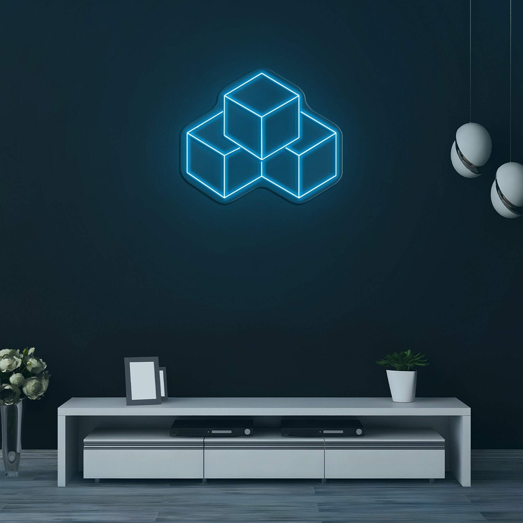 3D Cubes Neon Sign, Geometric Wall Decor, LED Cube Light, Cubes Neon Art, Gift Idea, Home Decor for Living Room, Bedroom, or Office,Neon Art