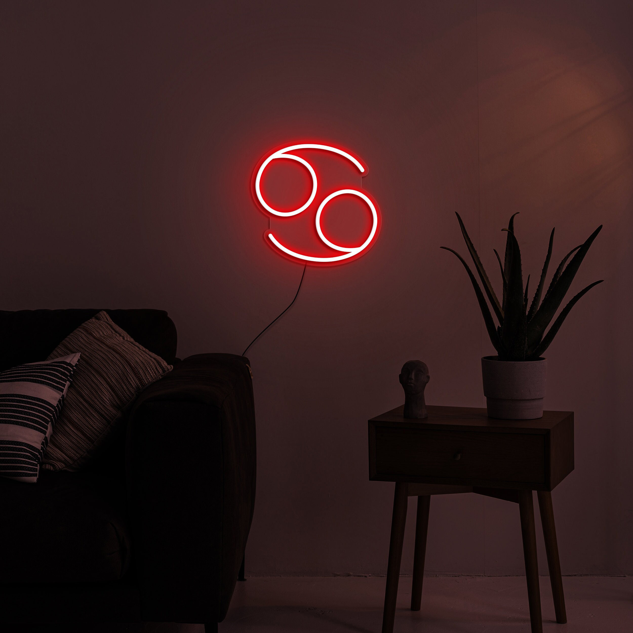 Cancer Neon Sign, Zodiac Horoscope LED Light, Astrology Wall Decor, Spiritual Gift for Birthdays, Kids Room, Constellation USB Neon Light