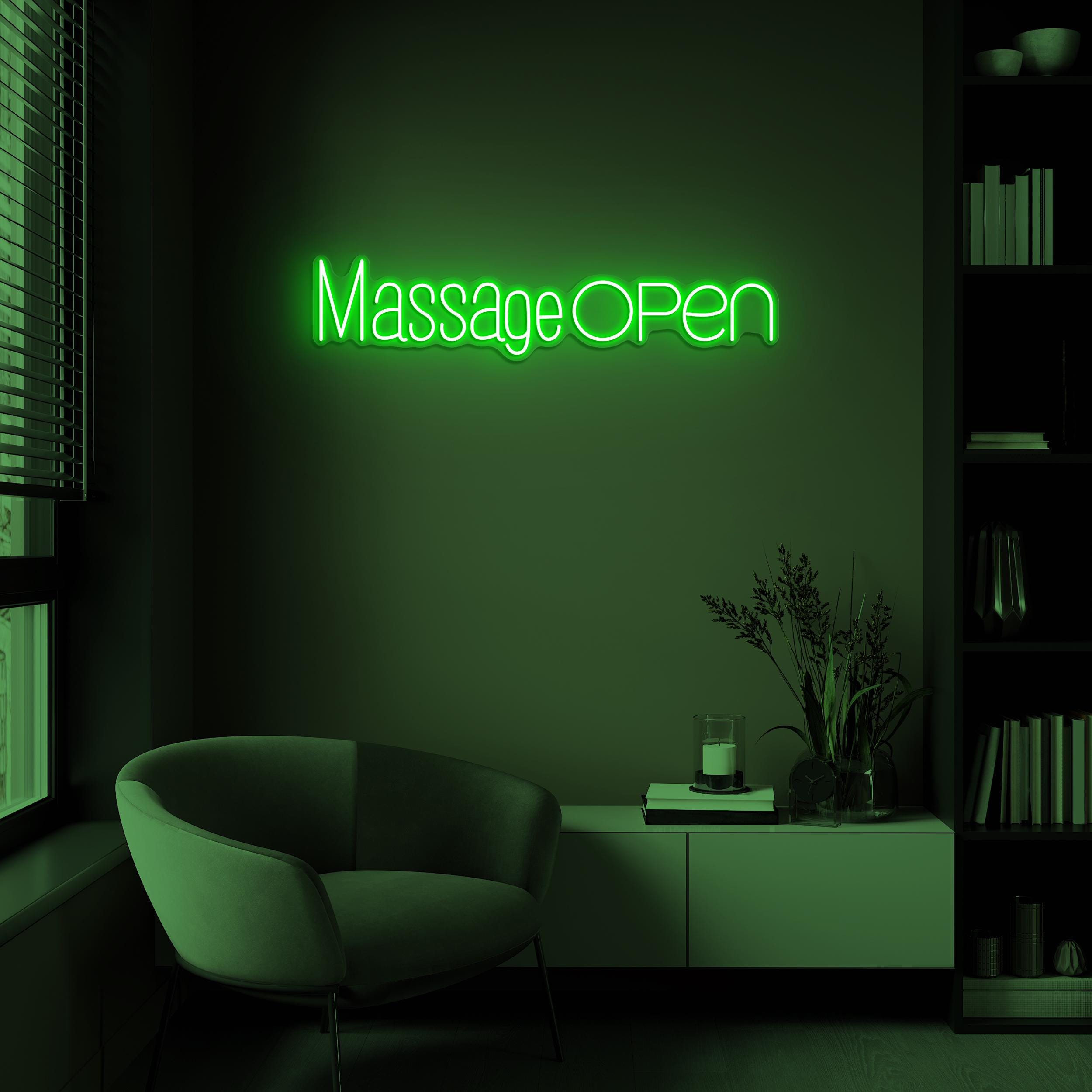 Massage Open Neon Sign, Massage Open LED Light, Massage Therapy Body Art, Body Care Salon Sign, Massage Room Decor, Custom Massage Neon Sign