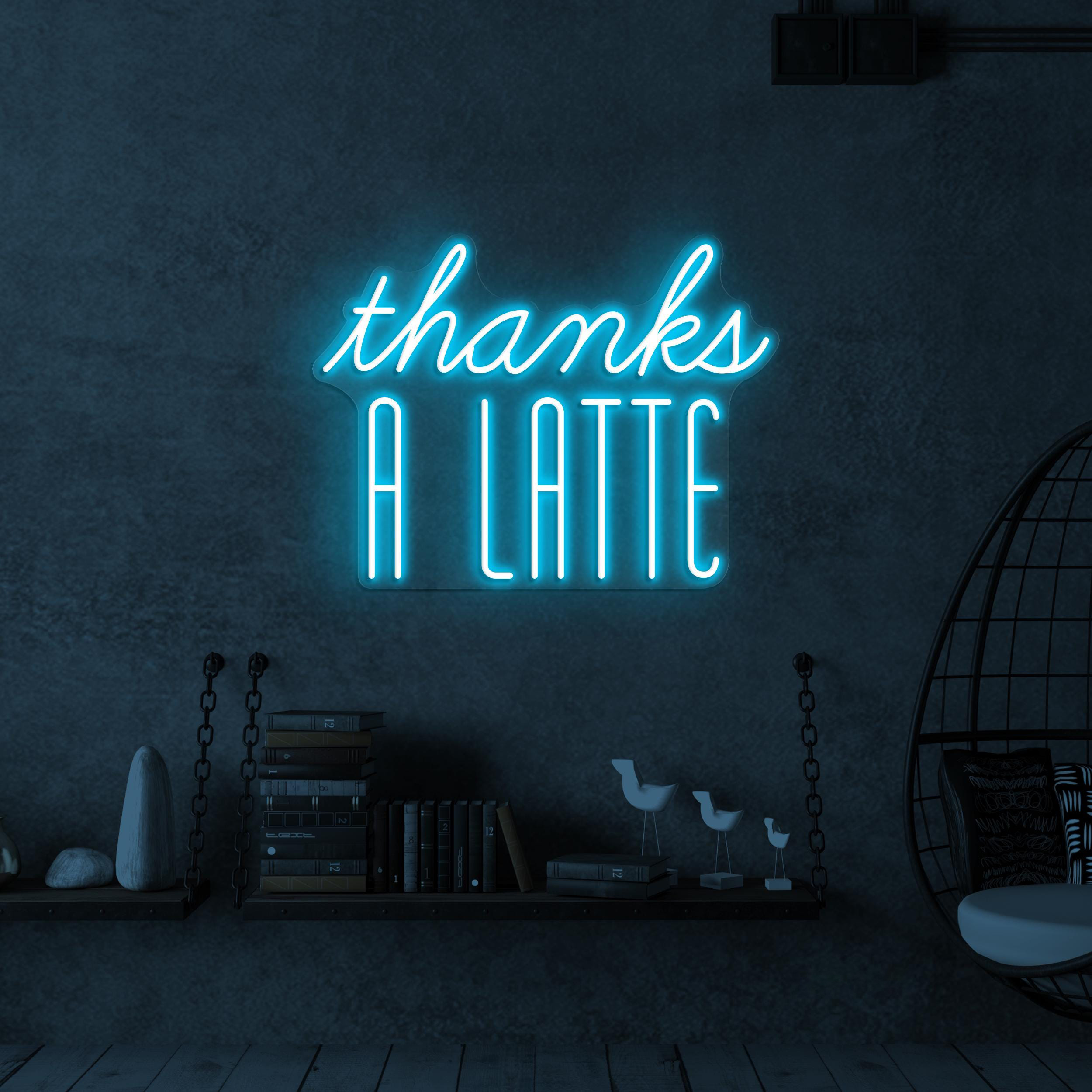 Thanks a Latte Neon Sign, Thanks a Latte LED Light, Coffee Shop Wall Art, Custom Neon Sign, Food Shop Neon Light, Restaurant Wall Decor