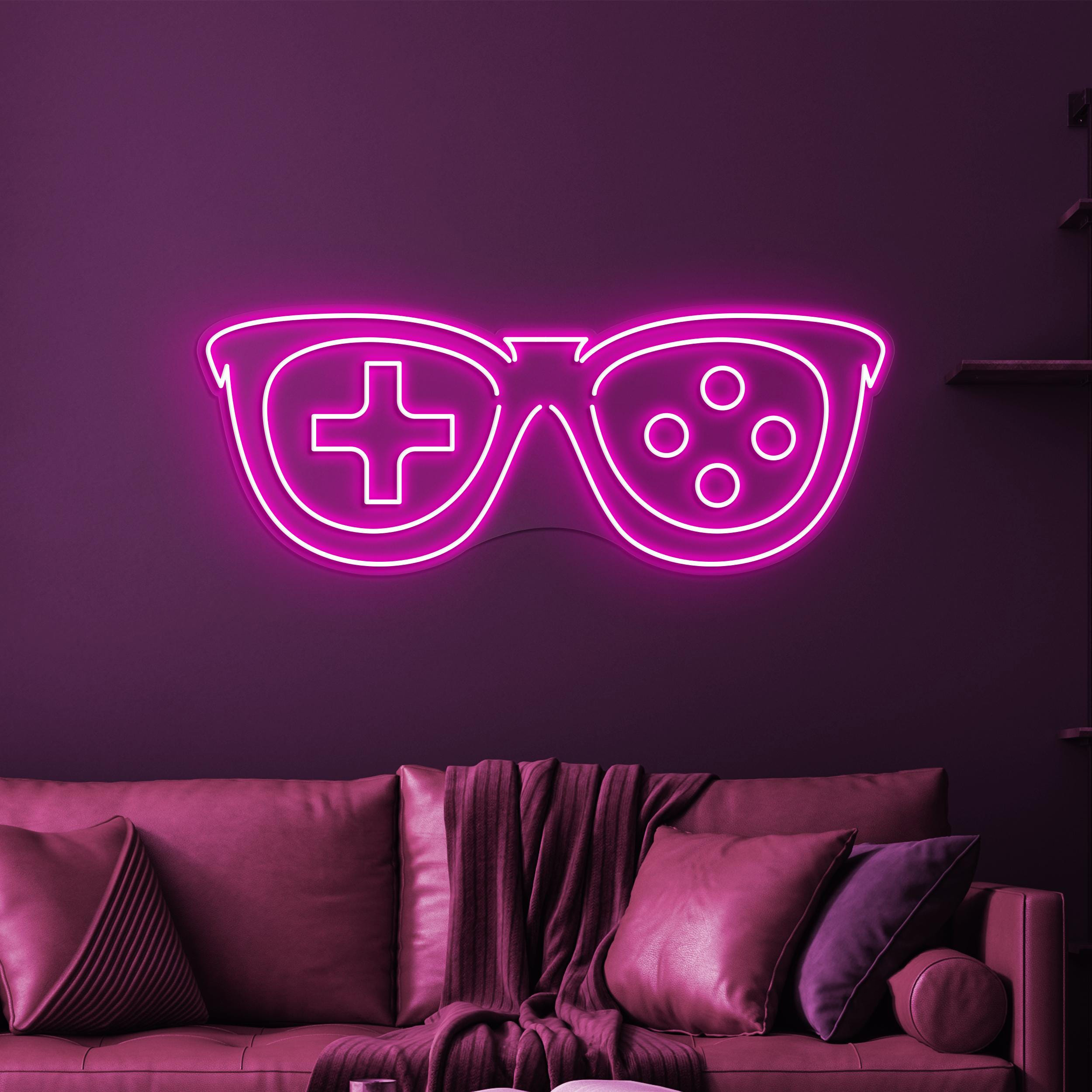 Gaming Glasses Neon Sign, Gaming Glasses LED Light, Sunglasses Shop Wall Art, Glasses For Gamer Sign, Game Room Neon Light, Game Lover Gift