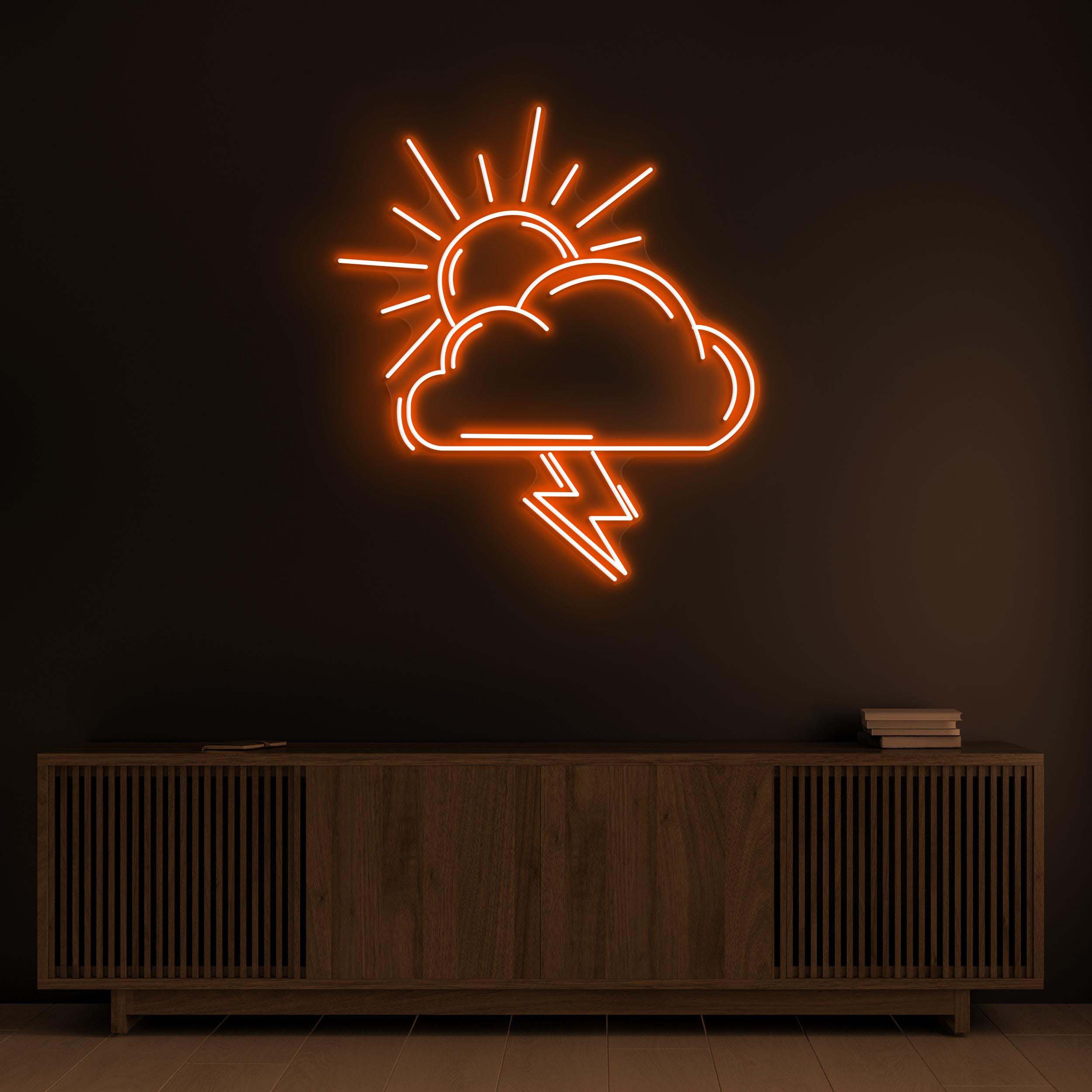 Sun and Cloud Neon Sign, Lightning Bolt LED Light, Home Neon Light, Bedroom Wall Art, Weather Wall Decor Art, Cloud Neon Sign, Gift Idea