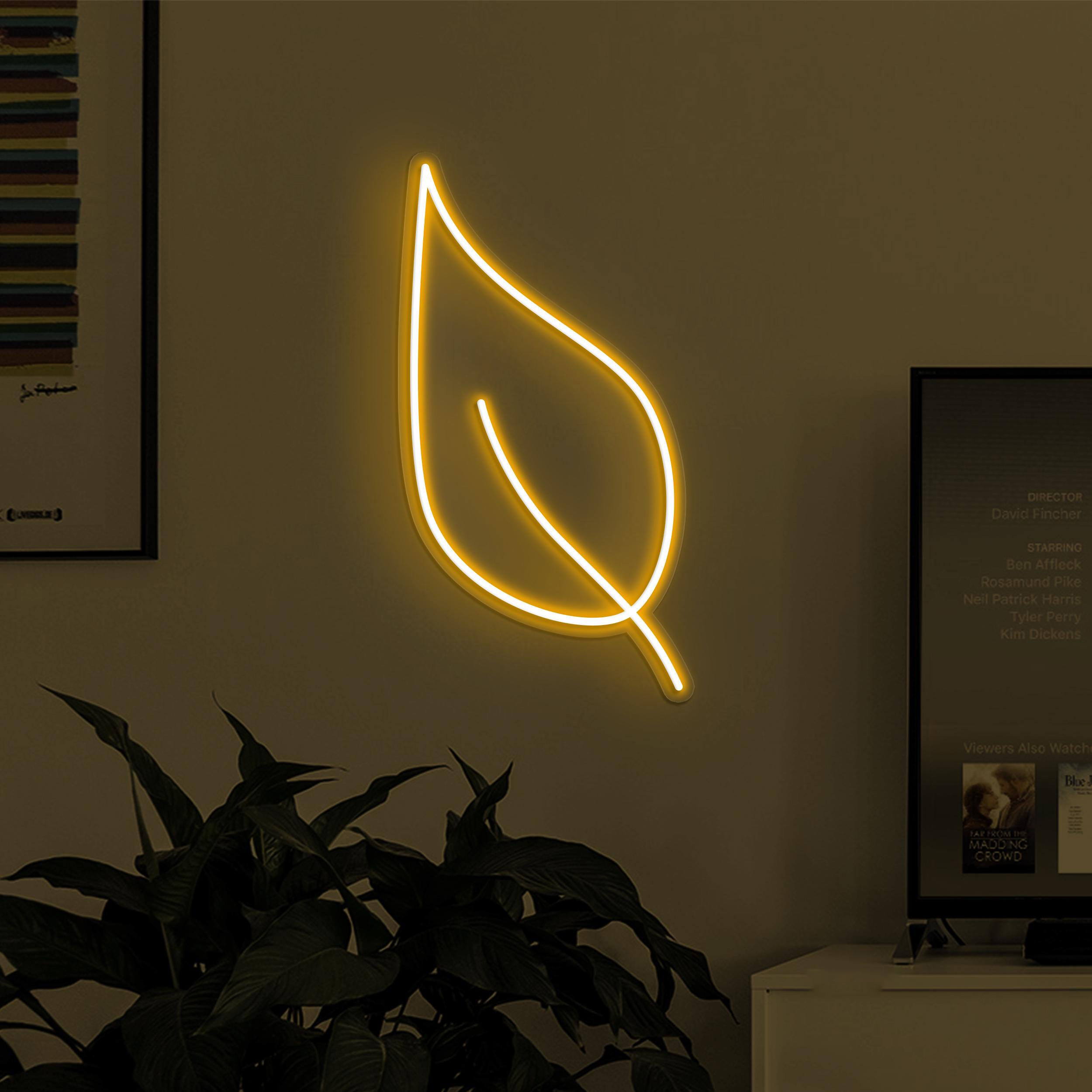 Leaf Neon Sign, Leaf LED Light, Home Wall Art, Plant Nursery Neon Art, Custom Leaf Neon Sign, Gallery Wall Decor, Cafe and Bar Neon Light