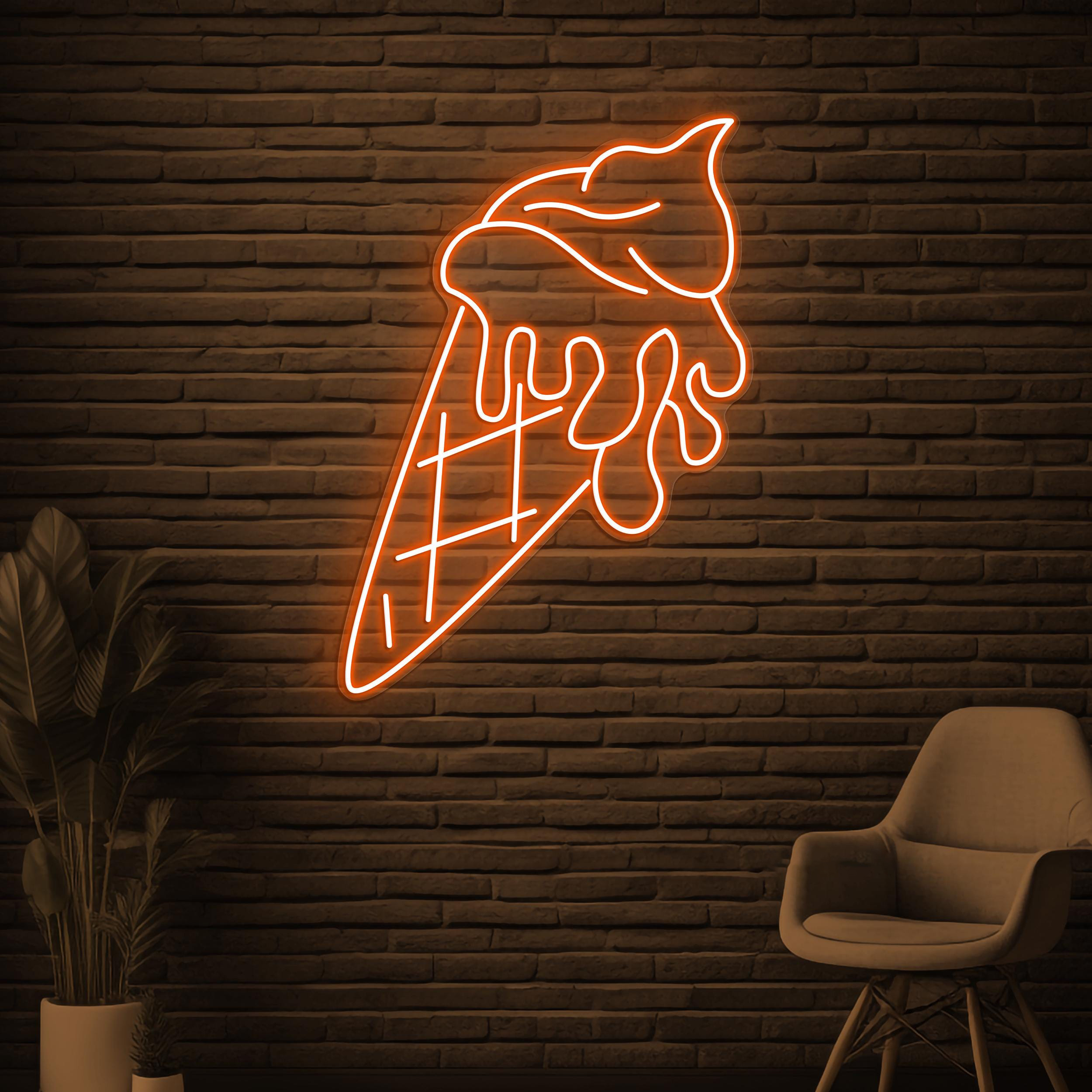 Cone Ice Cream Neon Sign, Cone Ice Cream LED Light, Ice Cream Shop Wall Decor, Decor for Cafe, Bar, Dessert Spot, Ice Cream Display Sign