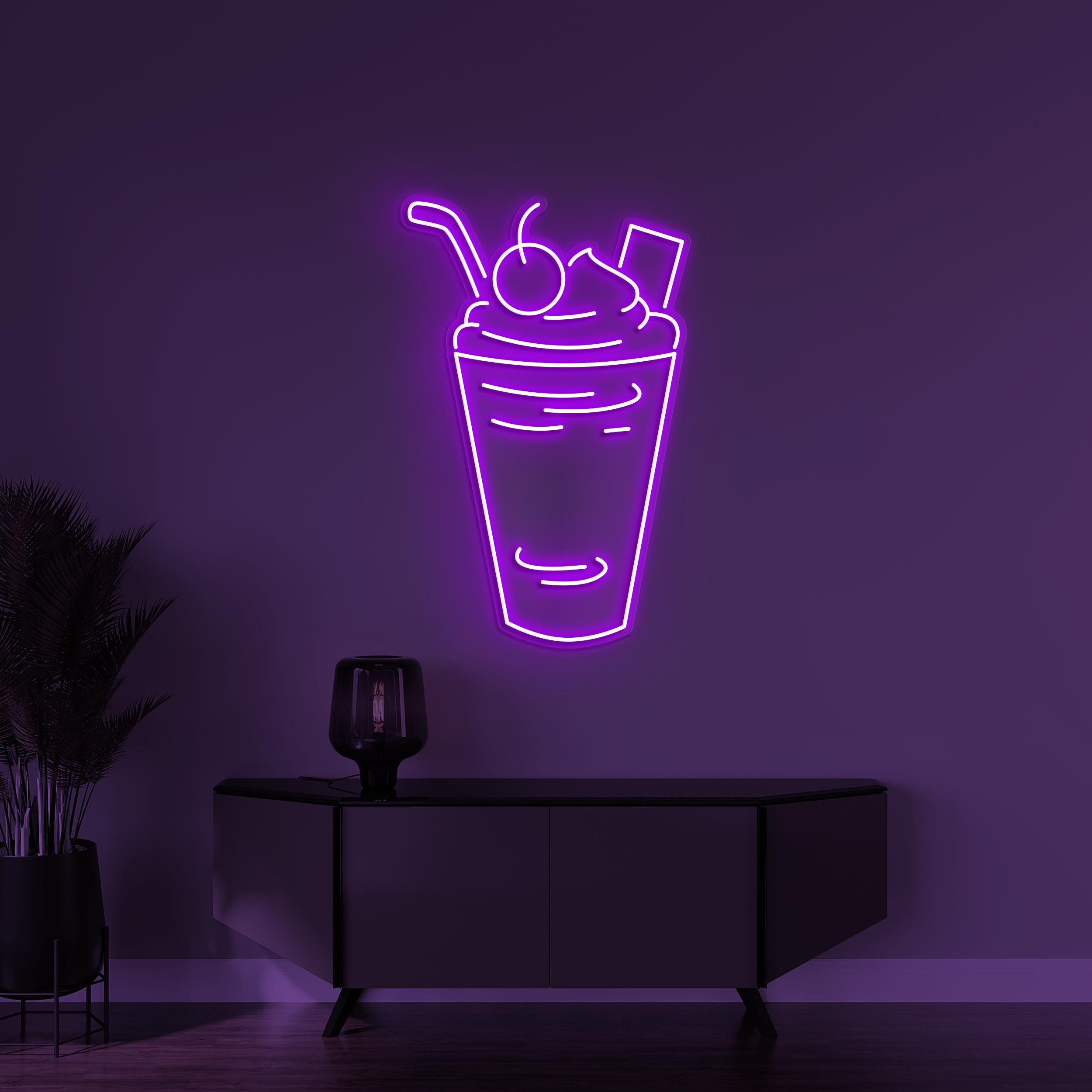 Milkshake Neon Sign, Milkshake LED Light, Sweet Trea Wall Art, Dessert Wall Decor, Decor for Milkshake & Juice Shop, Cafe, Bar, Drink Lover