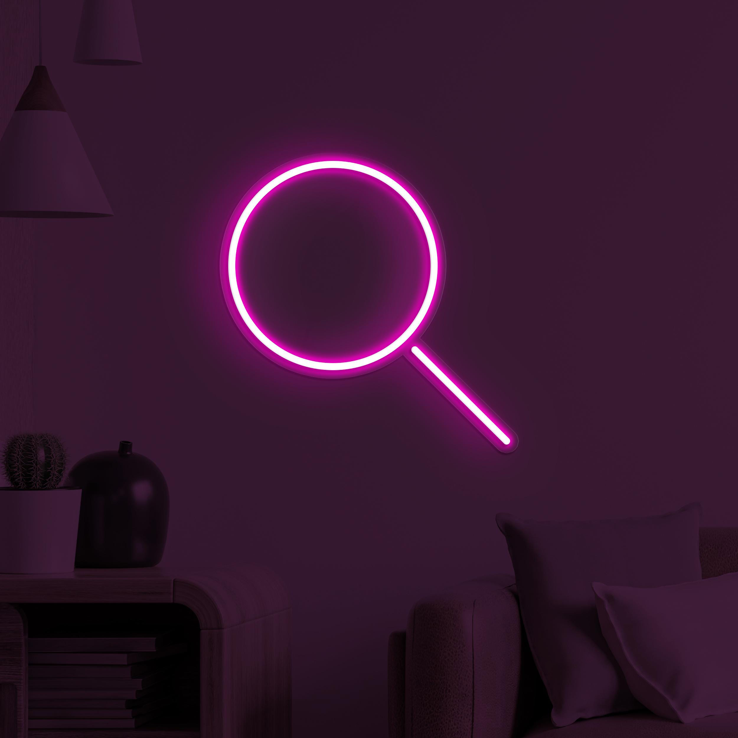 Magnifying Glass Neon Sign, Magnifying Glass LED Light, Led Wall Decor, Scientist Neon Light, Search Light Wall Art, Home Neon Decor, Gift