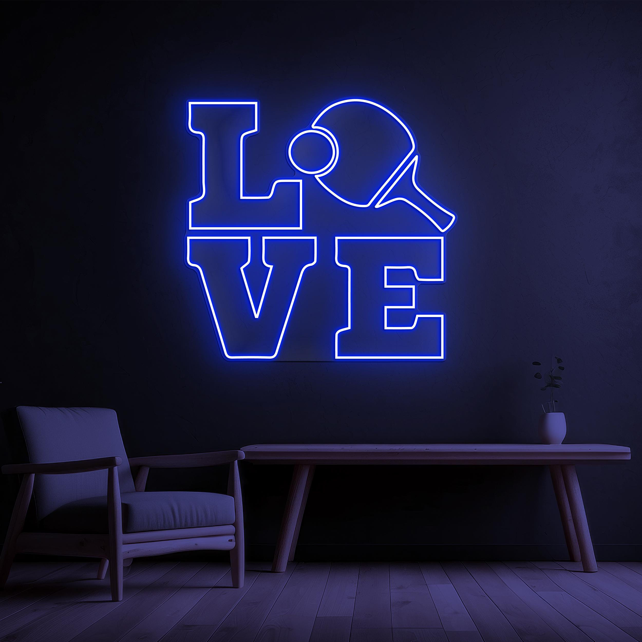 Love Ping Pong Neon Sign, Love Ping Pong LED Light, Ping Pong Paddle Ball Wall Art, Sports Club Decor, Table Tennis Decor, Tennis Lover Gift
