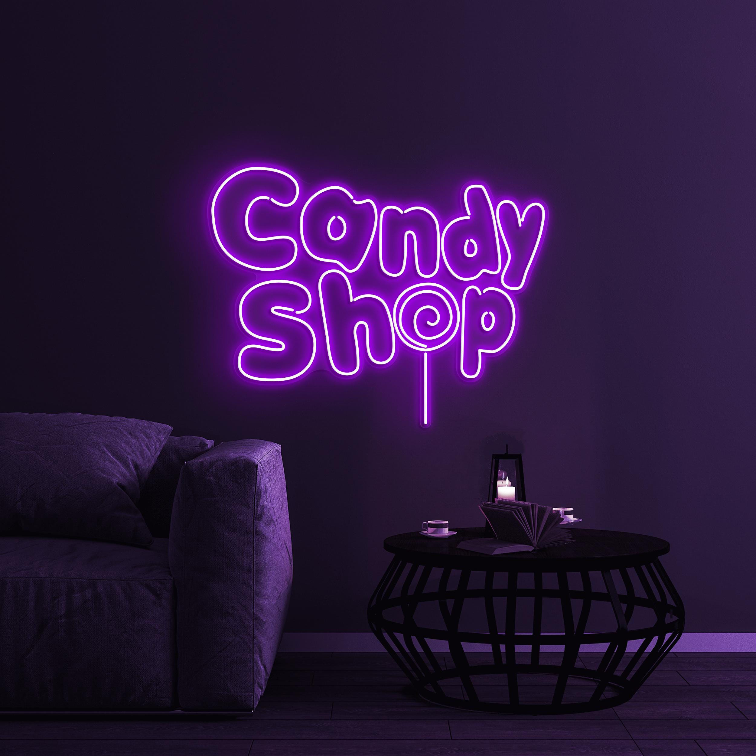 Candy Shop Neon Sign, Candy Shop LED Sign, Lollipop Candy Decor, Halloween Christmas Decor, Dessert Shop Art, Party Decor, Business Sign