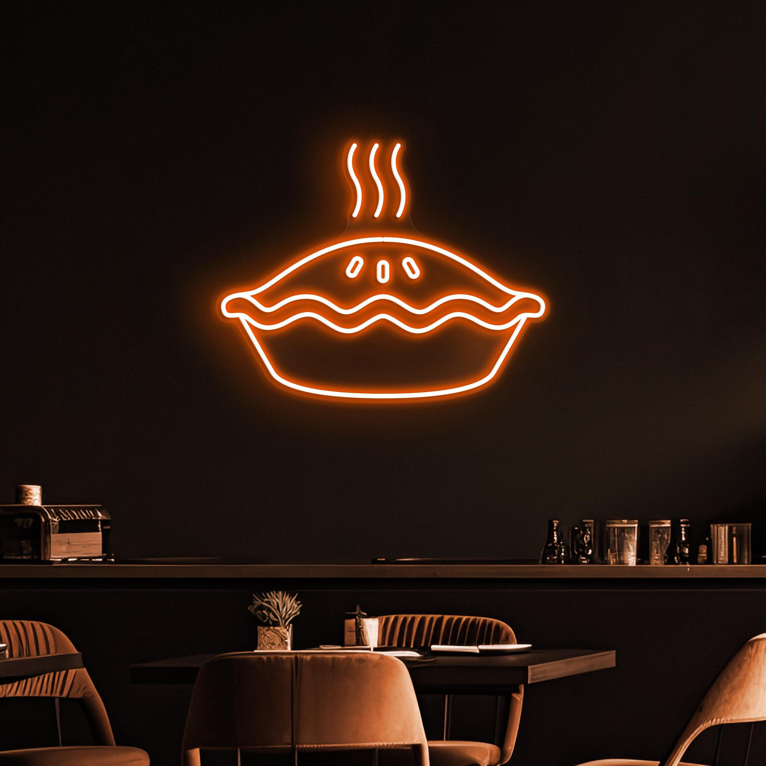Pie Neon Sign, Apple Pie LED Light, Dessert Neon Light, Bakery Wall Decor, Pie Kitchen Wall Art, Cafe & Bar Neon Light, Cake Store Wall Sign