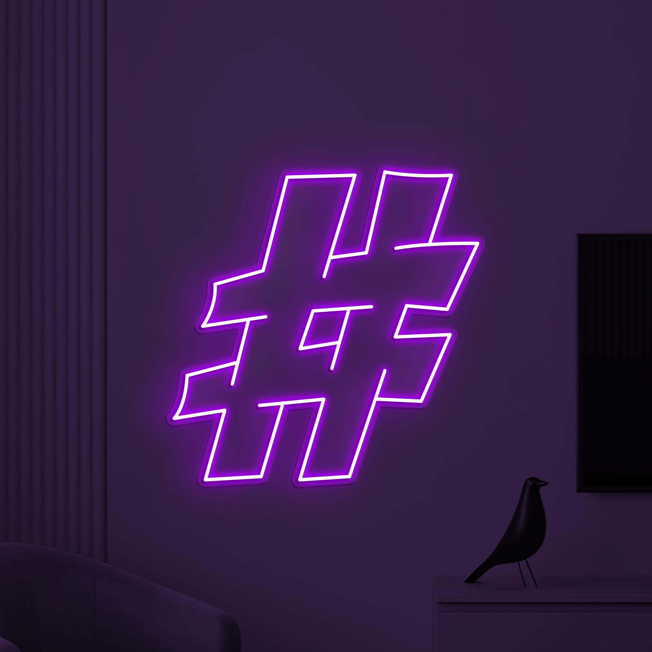 Hashtag Neon Sign, Hashtag LED Light, Social Media Wall Decor, Socialite Neon Art, Personalized Sign, Office Neon Light, Trending Now Sign