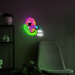 Hand Donut Neon Sign, Hand Holding Donut Light, Donut Pop Art Sign, Donut Neon Sign, Wall and Desk Decor, Light for Home,Office, and Bedroom
